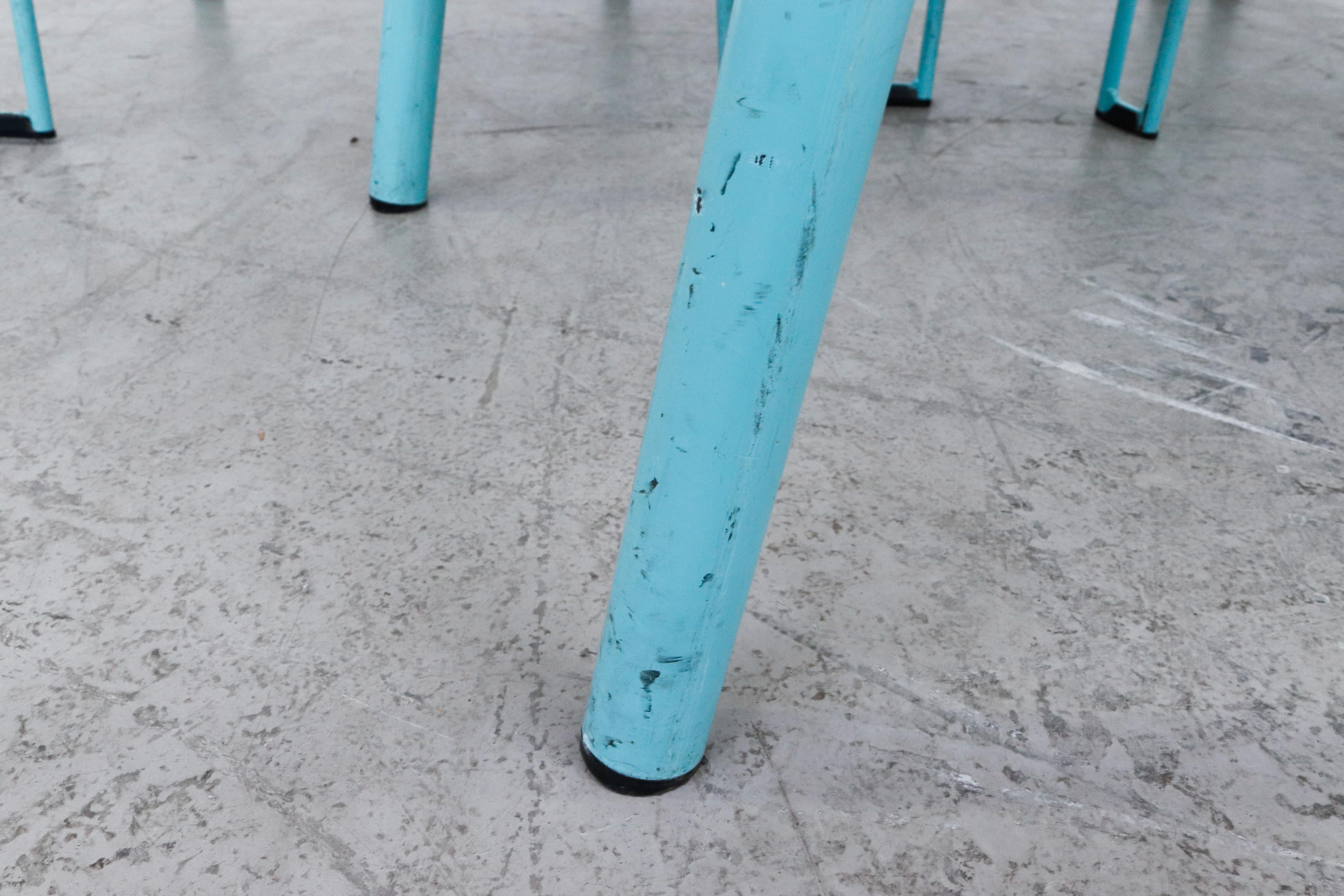Memphis Style Funky Plywood Stacking Chairs with Turquoise Frames 6