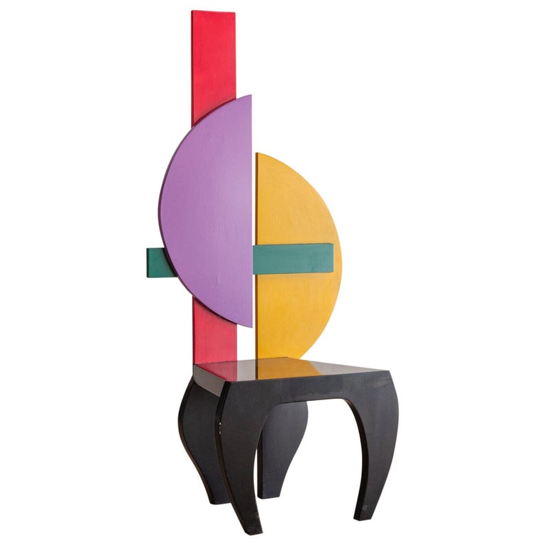 Memphis Style High Back Sculptural Chair For Sale at 1stDibs