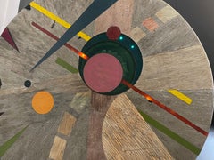 Tavolo/scultura industriale in stile Memphis, di Jay Stanger, , Alluminio, Wood, Fibra