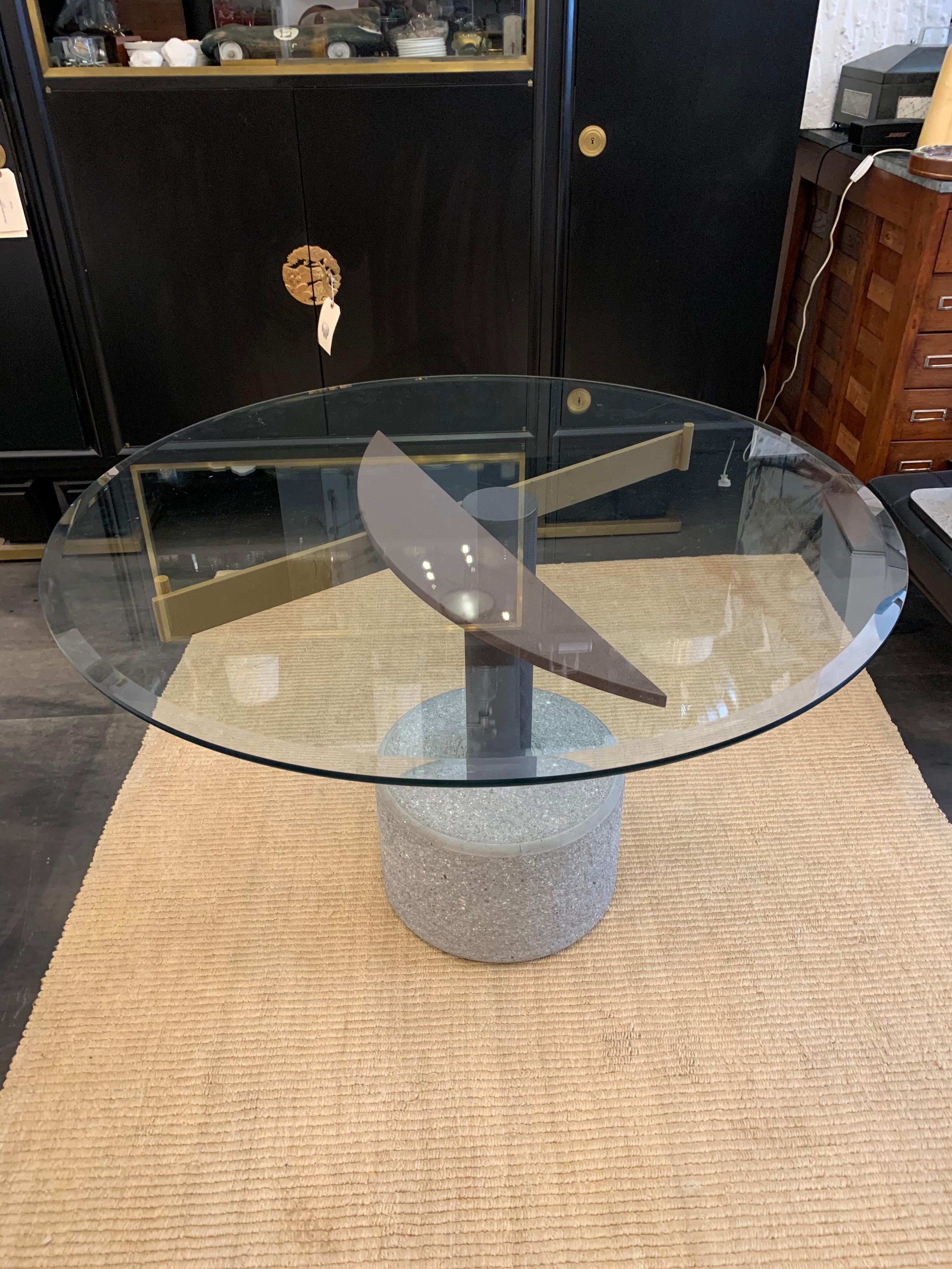 Glass Giovanni Offredi for Saporiti Italian Gueridon Table