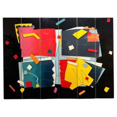 Memphis Style Lacquer Abstract Folding Screen