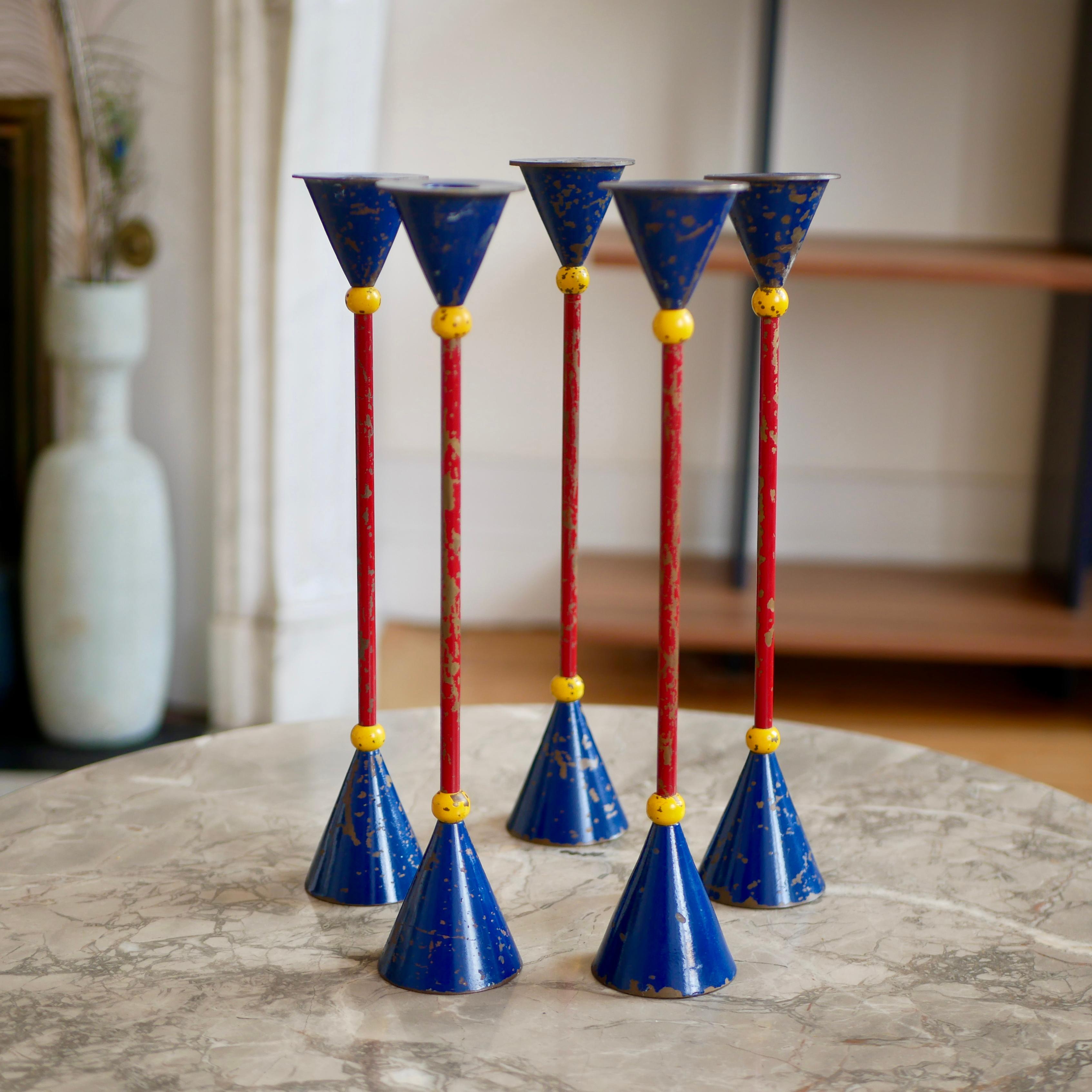 Memphis Style Lacquered Candlesticks 8