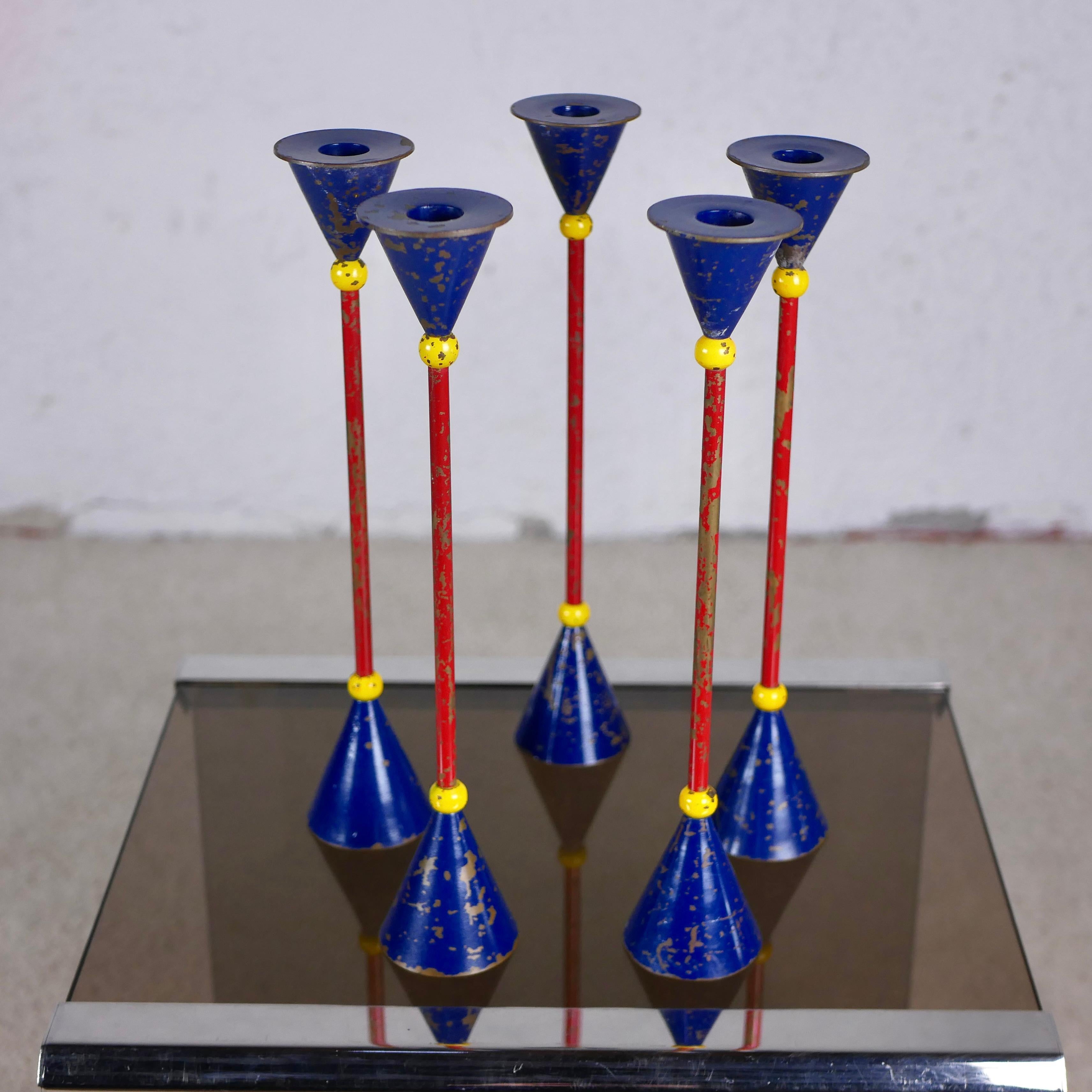 Memphis Style Lacquered Candlesticks 1