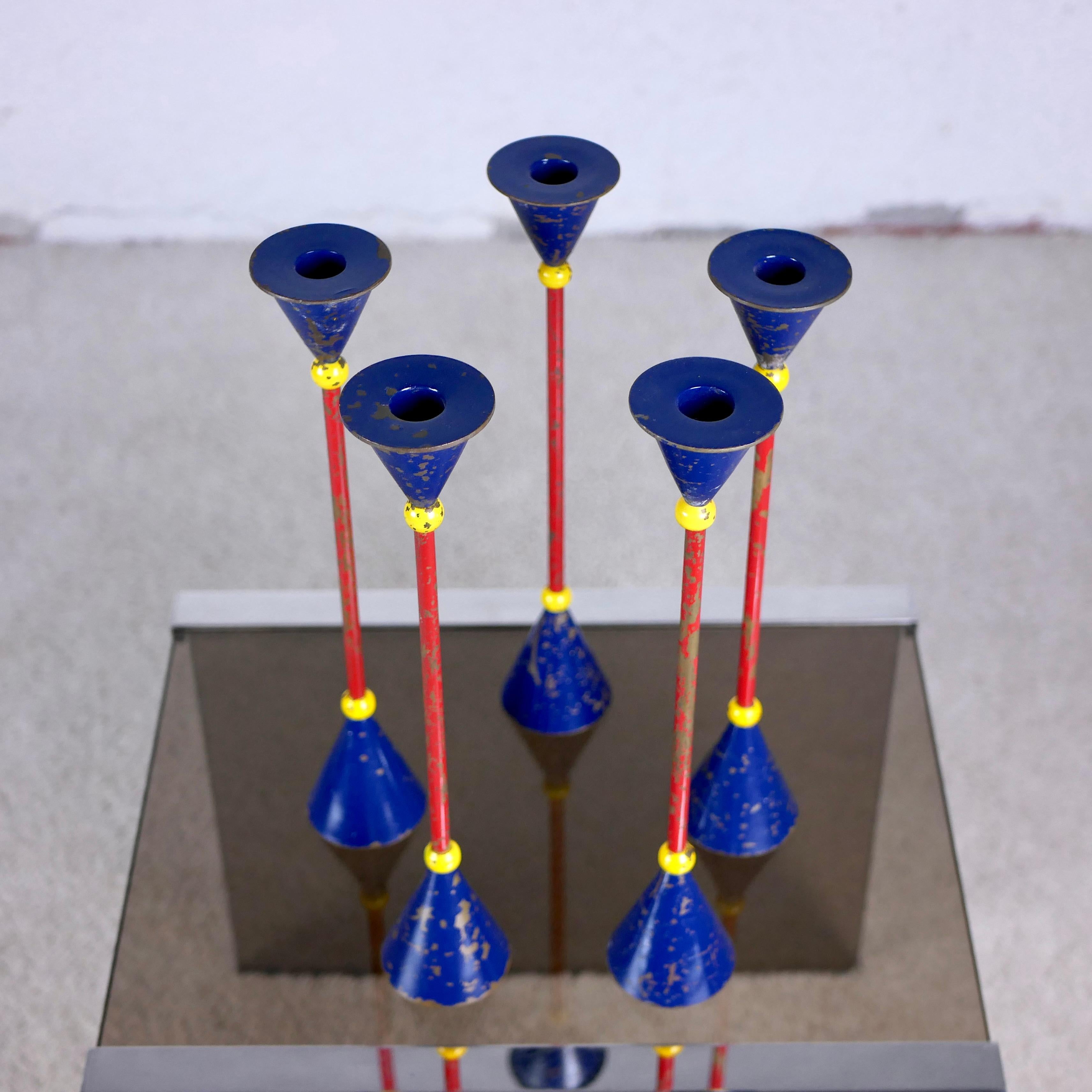 Memphis Style Lacquered Candlesticks 2