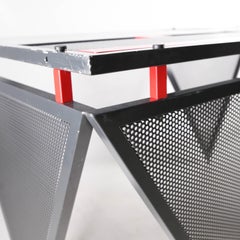 Memphis style metal desk and stool