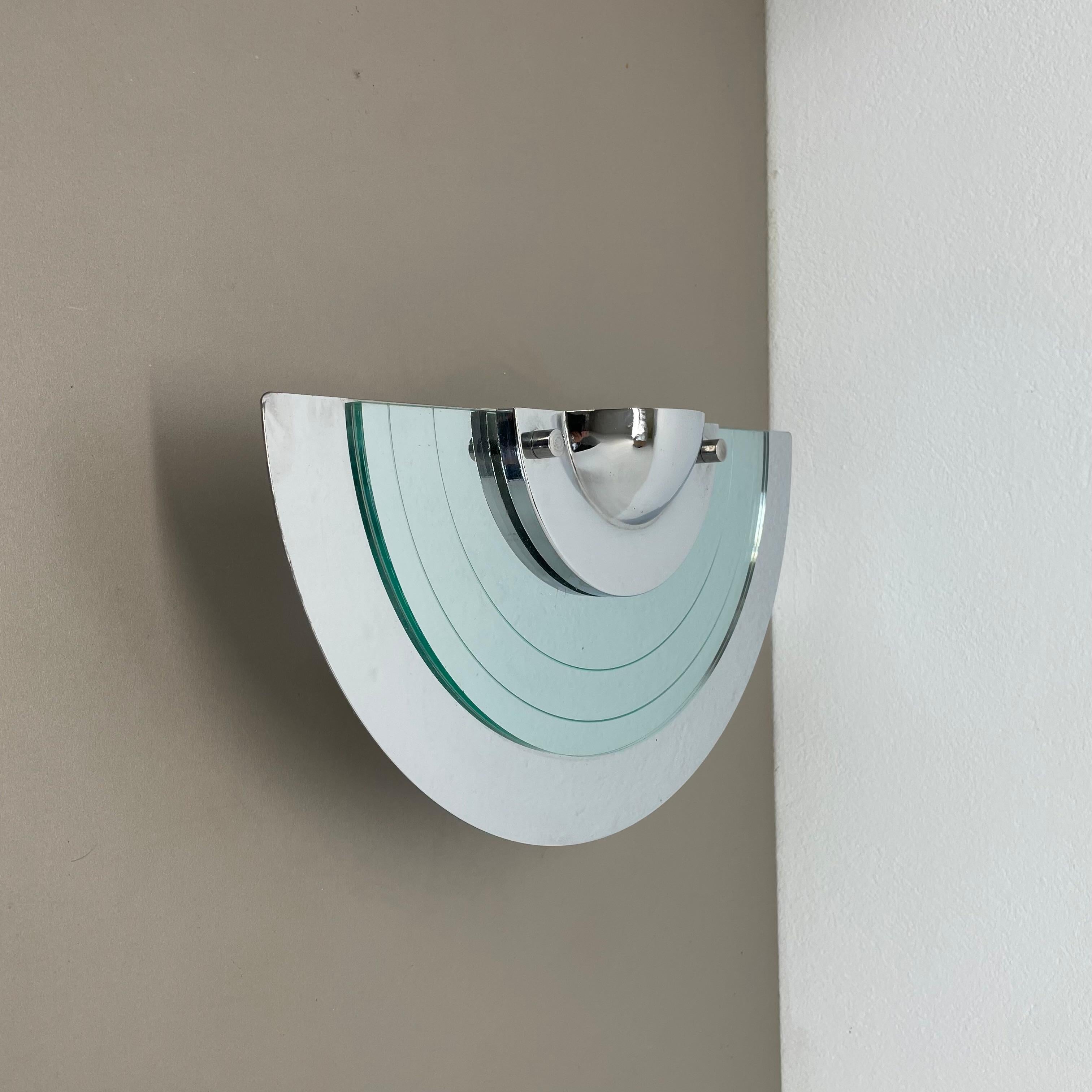 Lampada da parete postmoderna in vetro a specchio in stile Memphis di Hustadt Leuchten, anni '80 In condizioni buone in vendita a Kirchlengern, DE