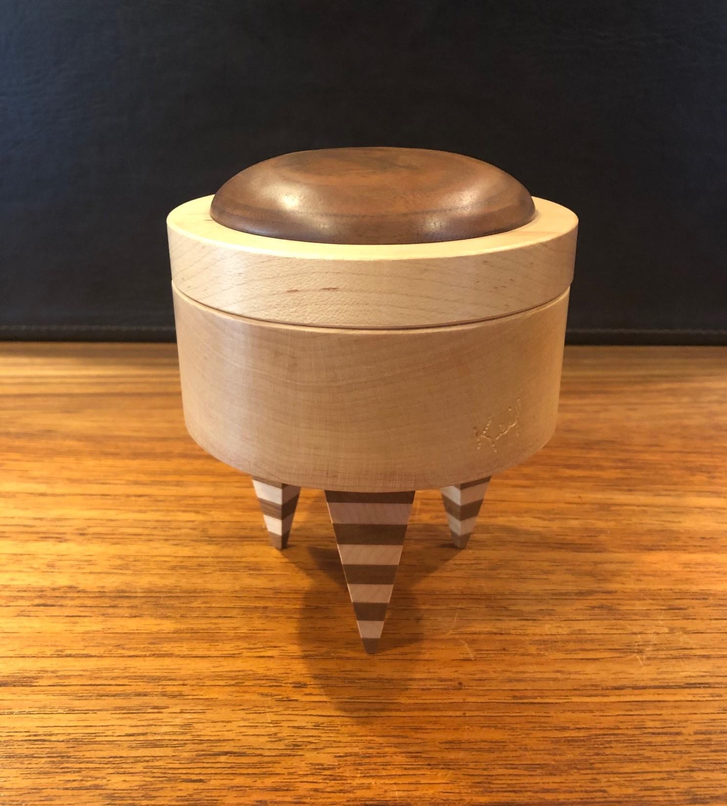 Post-Modern Memphis Style Mixed Wood Trinket Box by Russ Keil