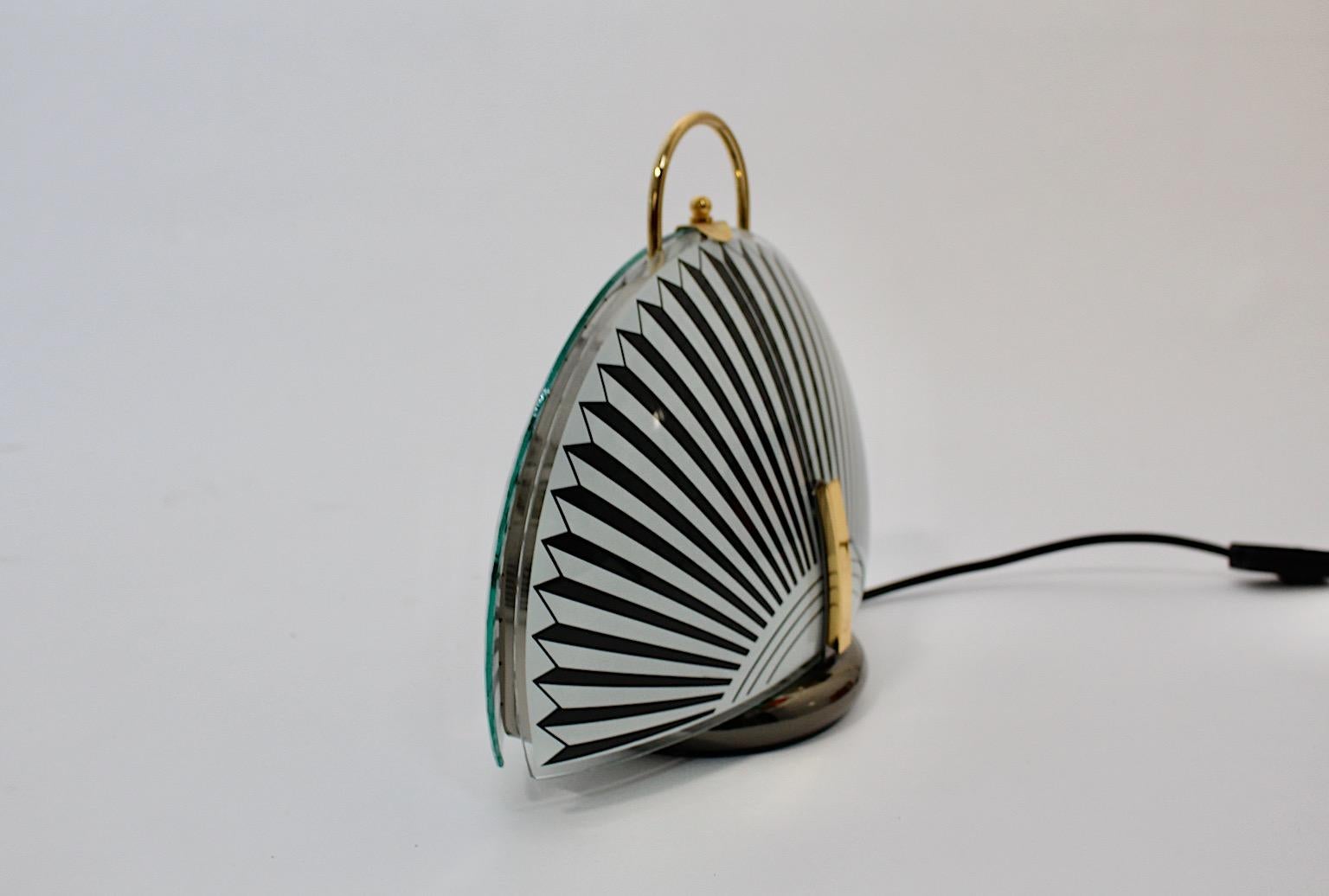 Paire de lampes de chevet The Modernity Lampes de table Noir Blanc Verre 1990 en vente 9