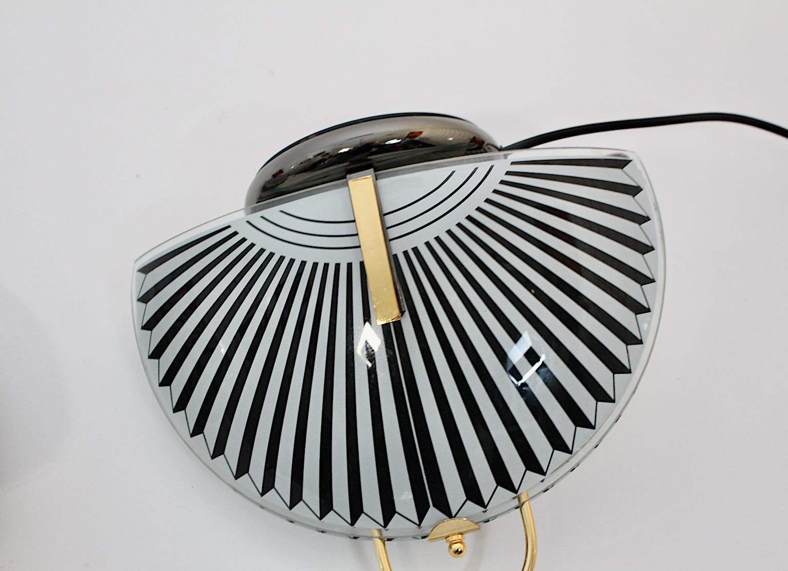 Paire de lampes de chevet The Modernity Lampes de table Noir Blanc Verre 1990 en vente 10