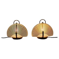 Memphis Style Modern Pair of Bedside Lamps Table Lamps Black White Glass 1990s