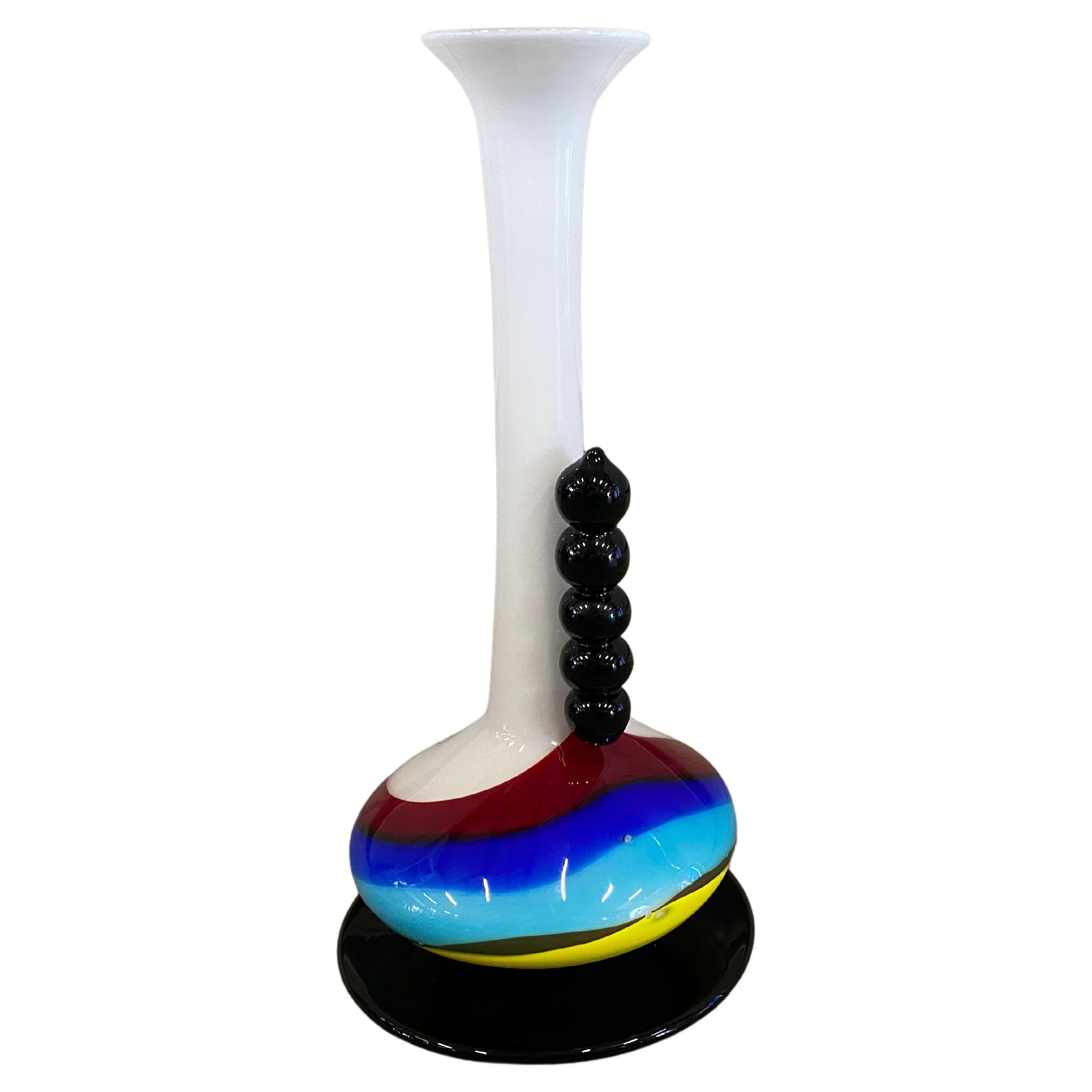 Memphis Style Murano Glass Vase by Heinz Oestergaard for Pauly Murano, 1990s