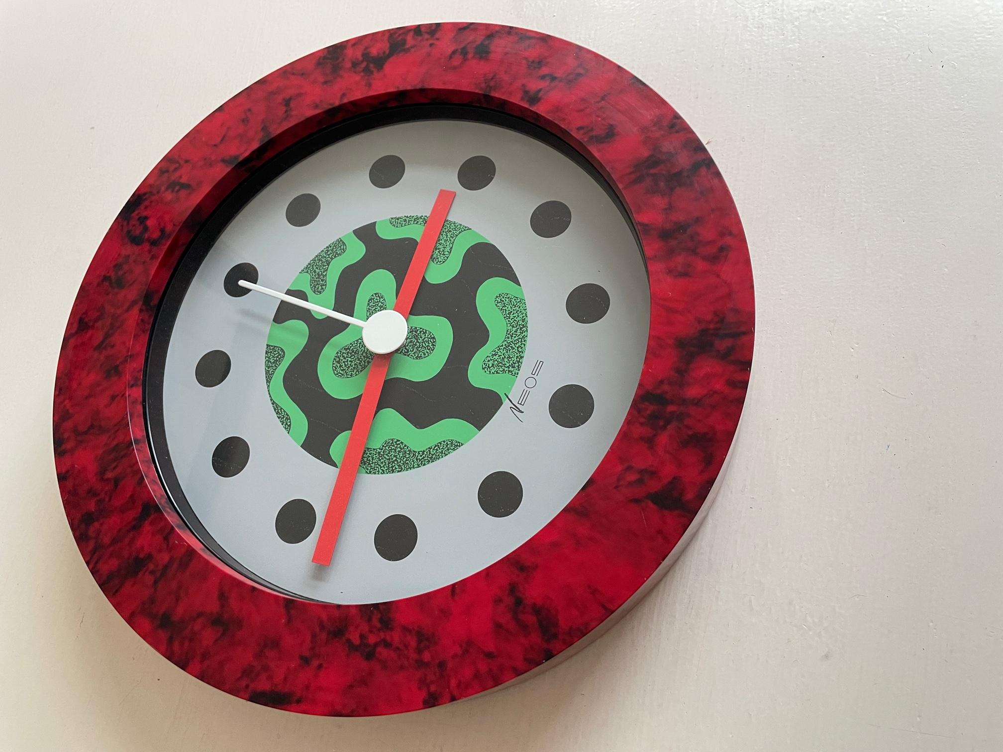 Late 20th Century Memphis Style Nathalie du Pasquier & George Sowden Turtle Wall Clock - Neos
