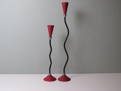 Memphis Style Pair of Candleholders, 1980s Italian-Inspired Design