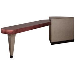 Memphis Style Parchment and Silver Lacquered Console Table