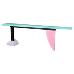 Vintage Memphis Style Polychromed painted Console Table Attributed to Peter Shire