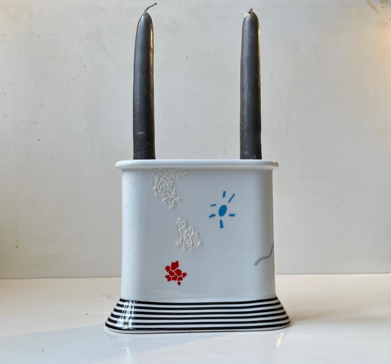 Late 20th Century Memphis Style Porcelain Candleholder by Lone Hindinger-Cony for B&G, 1980s