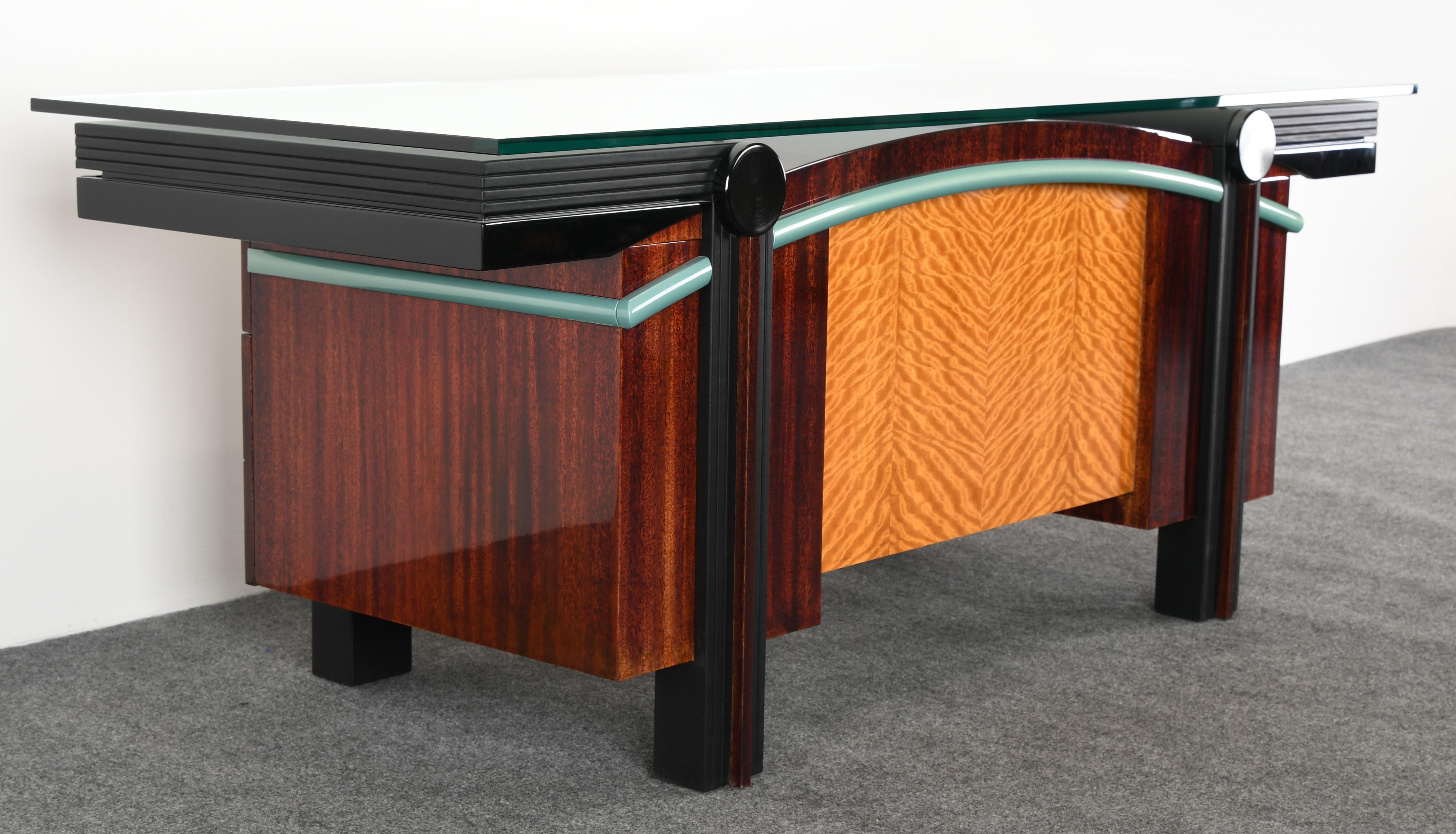 Painted Memphis Style Post Modern Executive Desk by Dakota Jackson, 1980s