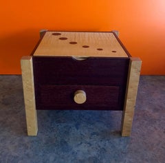 Memphis Style Postmodern Mixed Wood Jewelry Box with Drawer