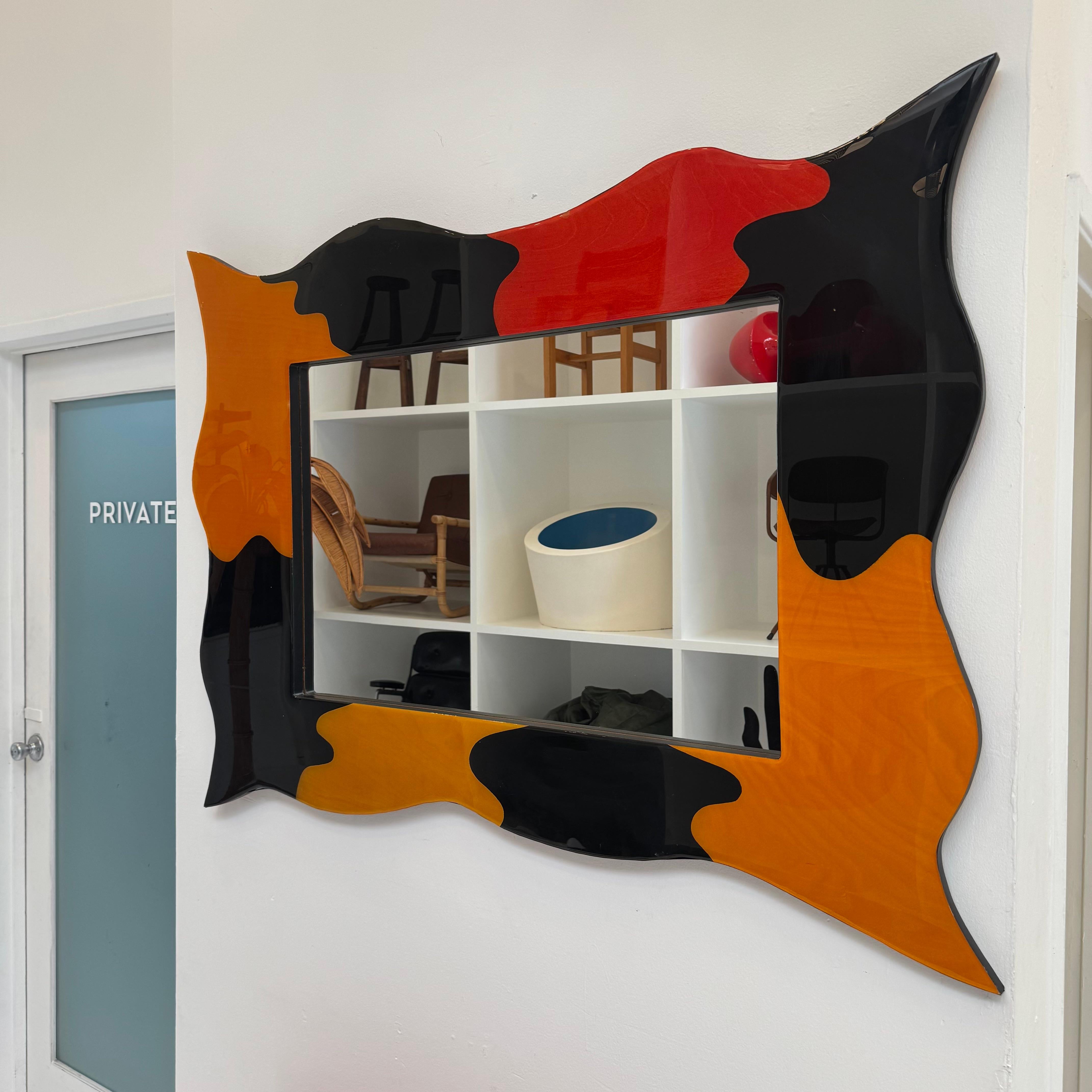 Américain Memphis Style Postmodern Mirror, 1980s USA en vente
