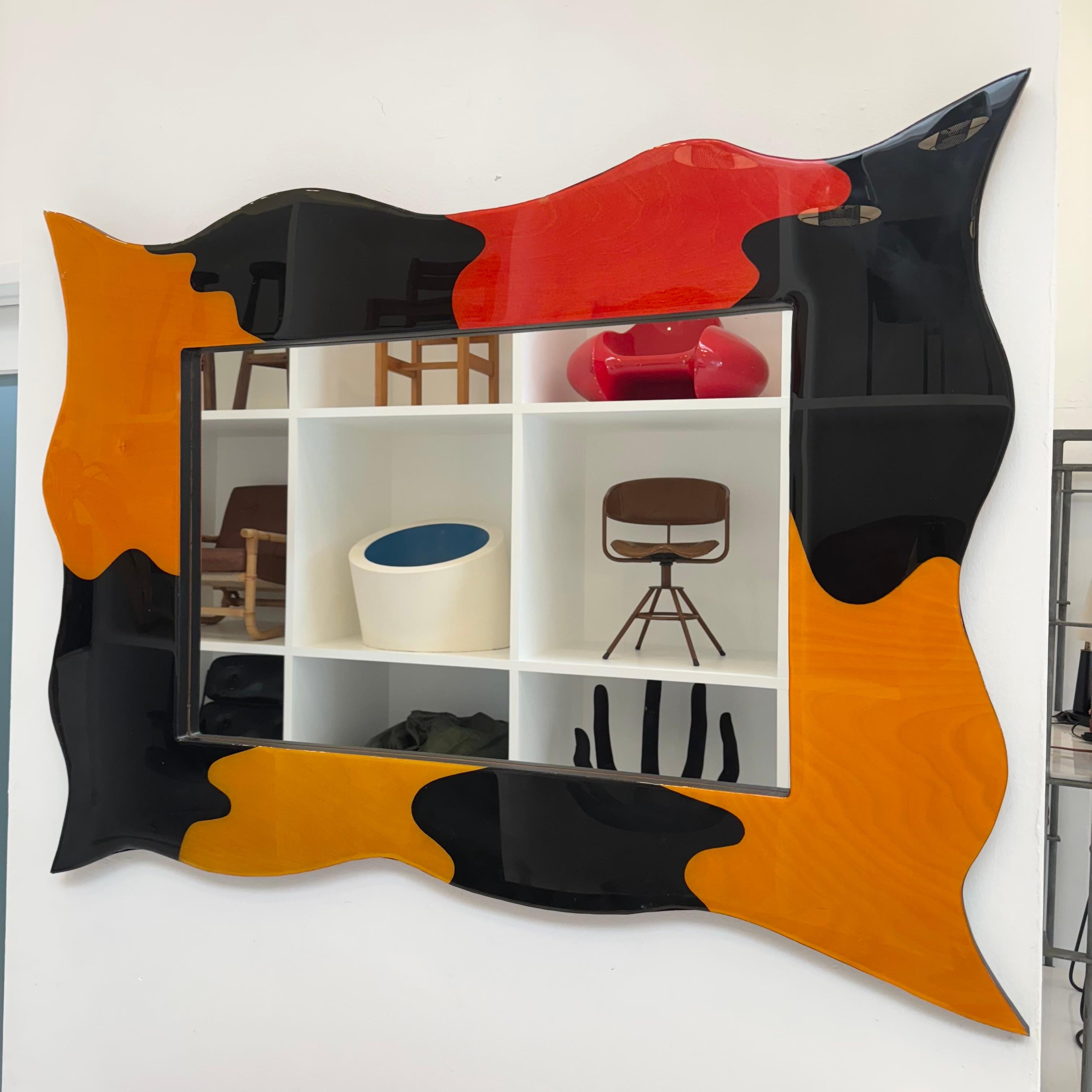 Laqué Memphis Style Postmodern Mirror, 1980s USA en vente