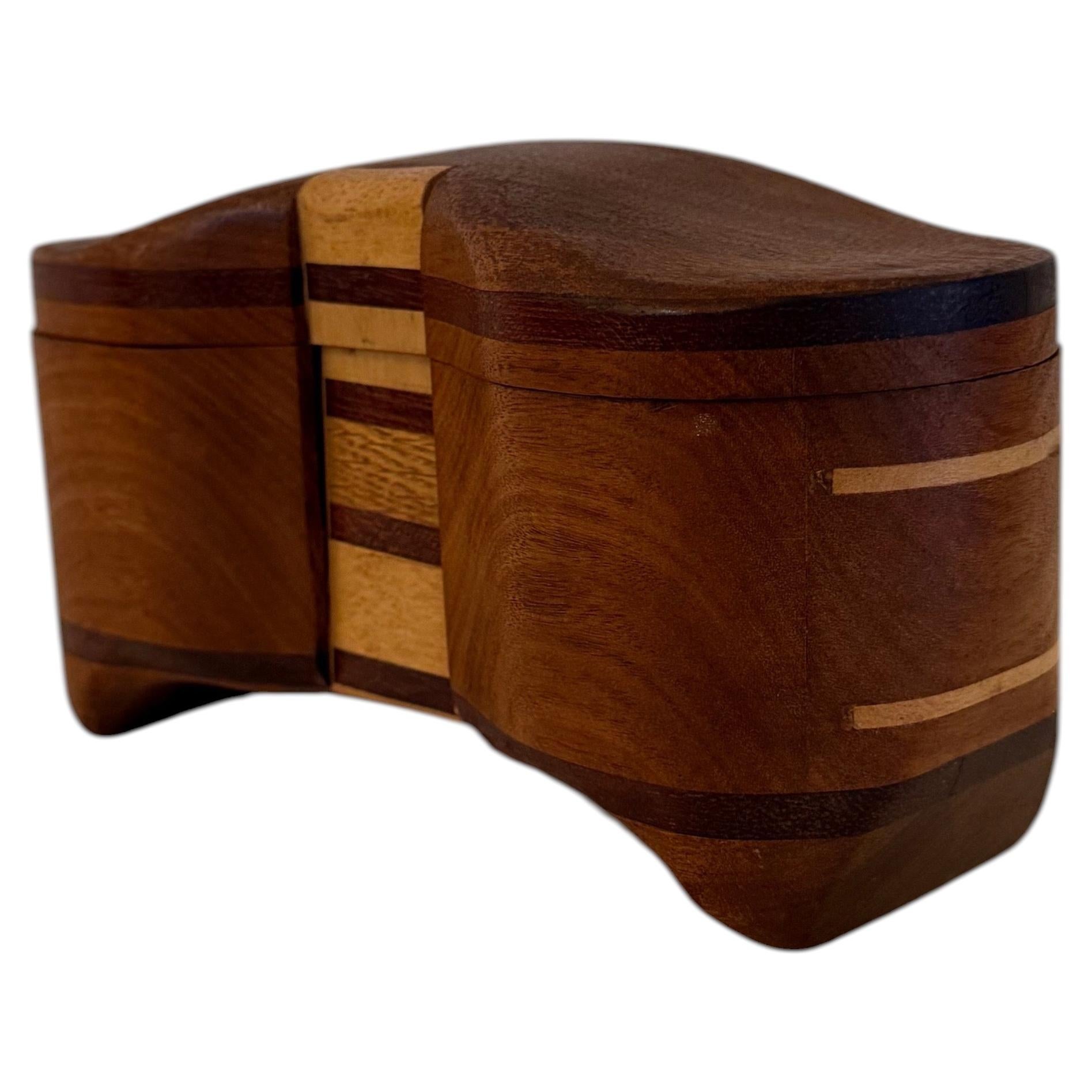 Memphis Style Postmodern Mixed Wood Jewelry Box For Sale