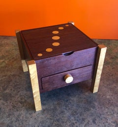 Memphis Style Postmodern Mixed Wood Jewelry Box with Drawer