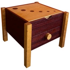 Memphis Style Postmodern Mixed Wood Jewelry Box with Drawer