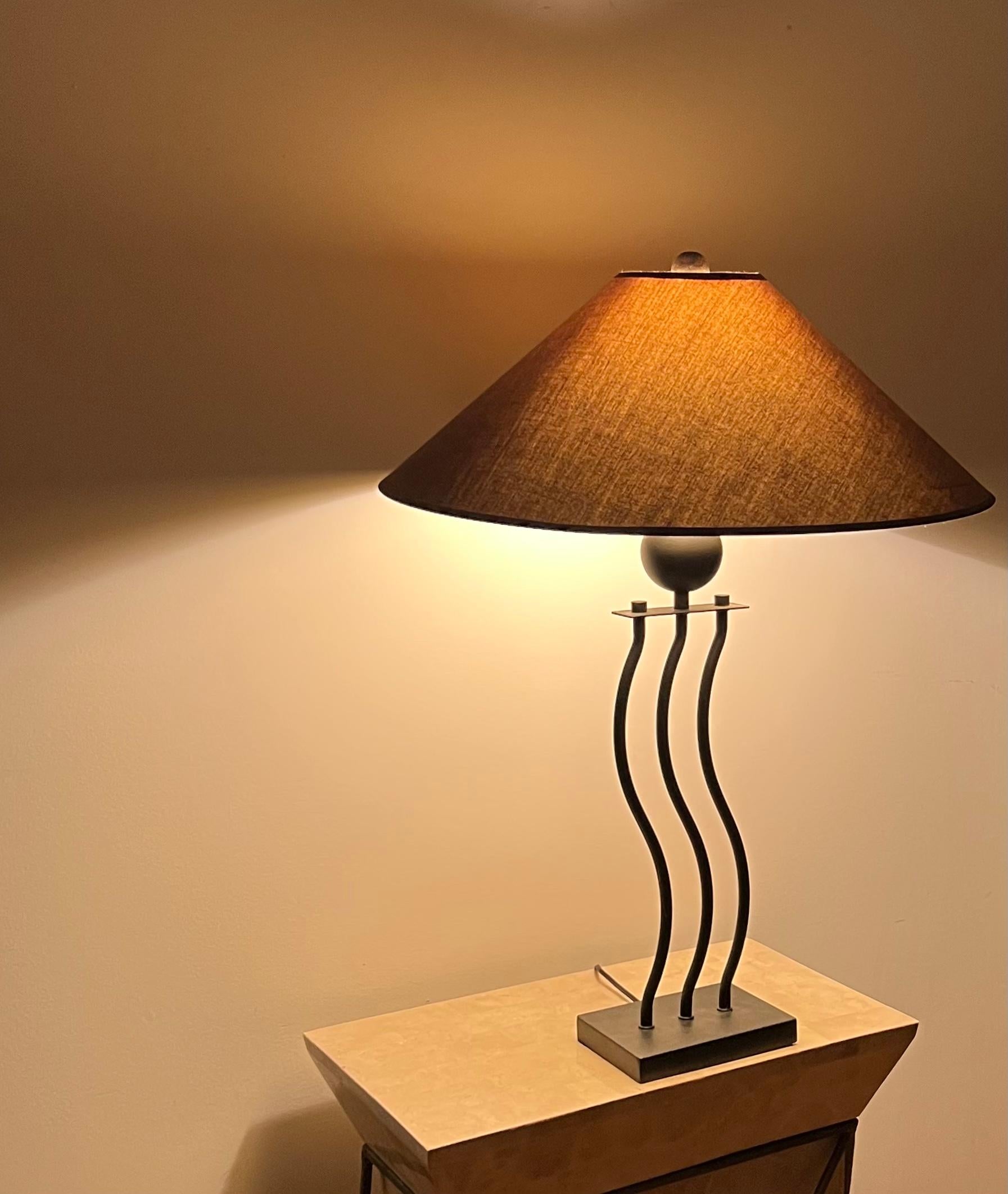 Metal Memphis Style Postmodern Squiggle Table Lamp, 1990s