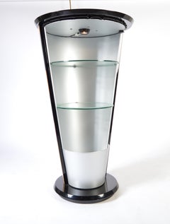 Memphis Style Rotating Dry Bar Having Several Species of Wood Inlay, Italy