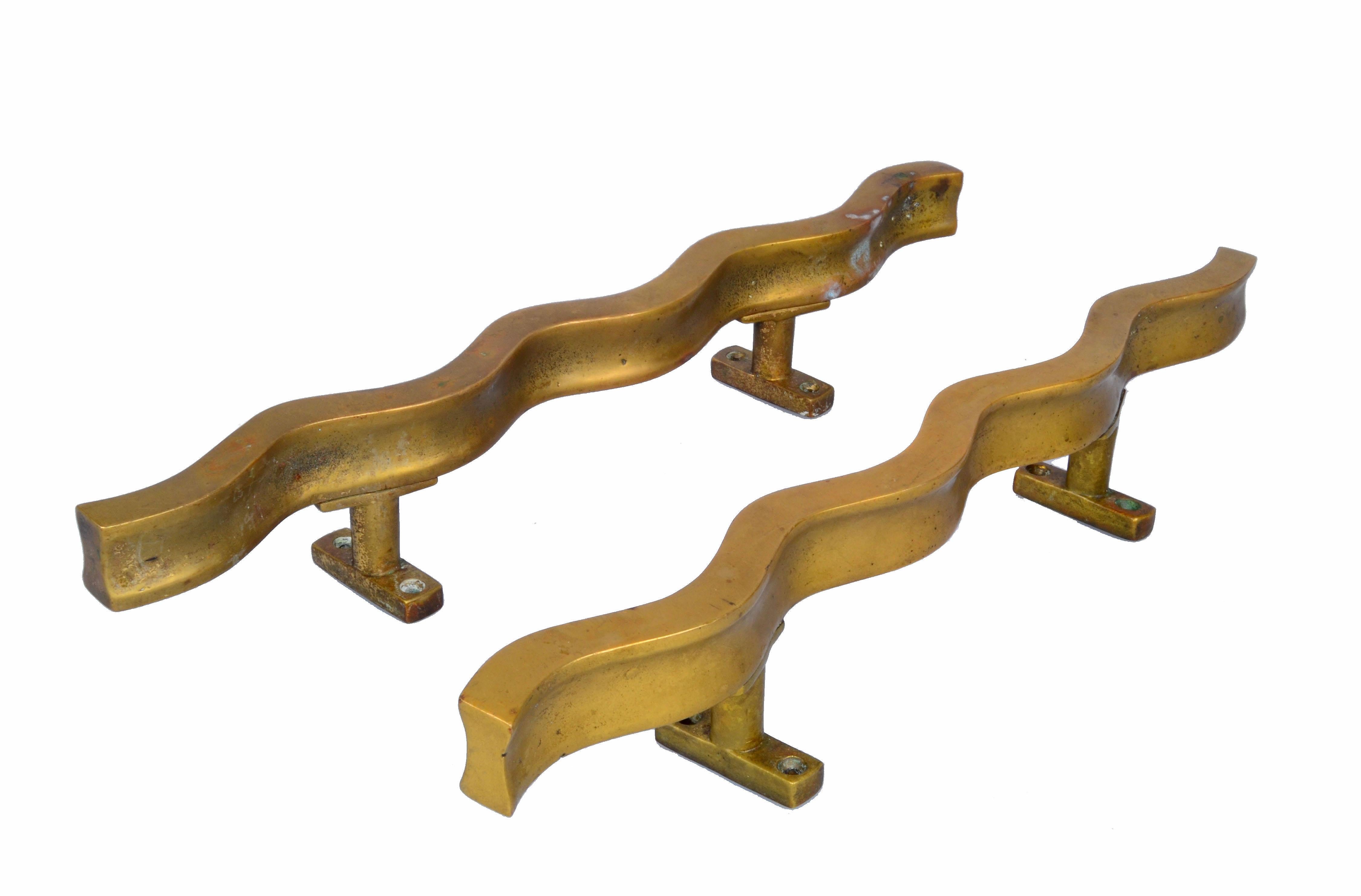 Memphis Style Solid Bronze Door Handles A Pair For Sale At 1stdibs