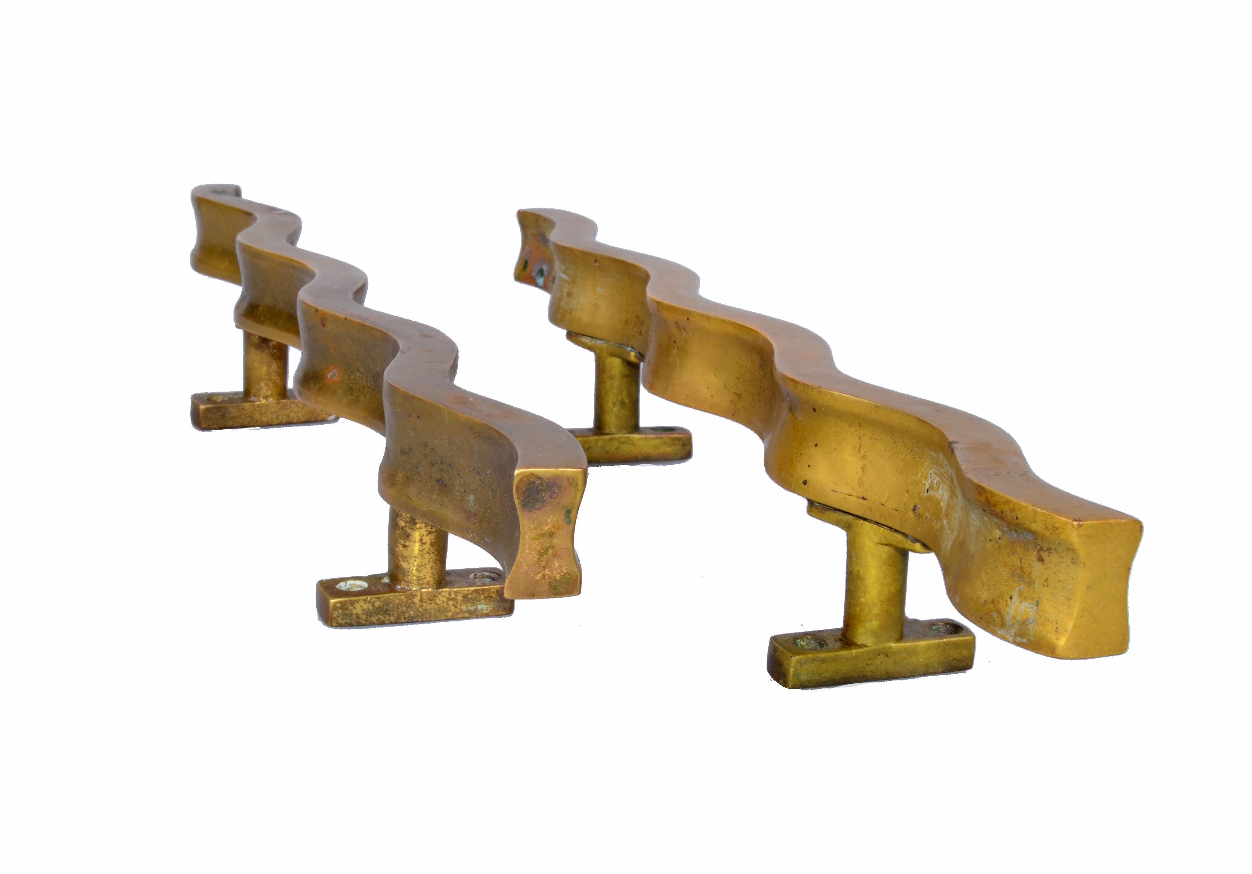 Memphis Style Solid Bronze Door Handles A Pair For Sale At 1stdibs