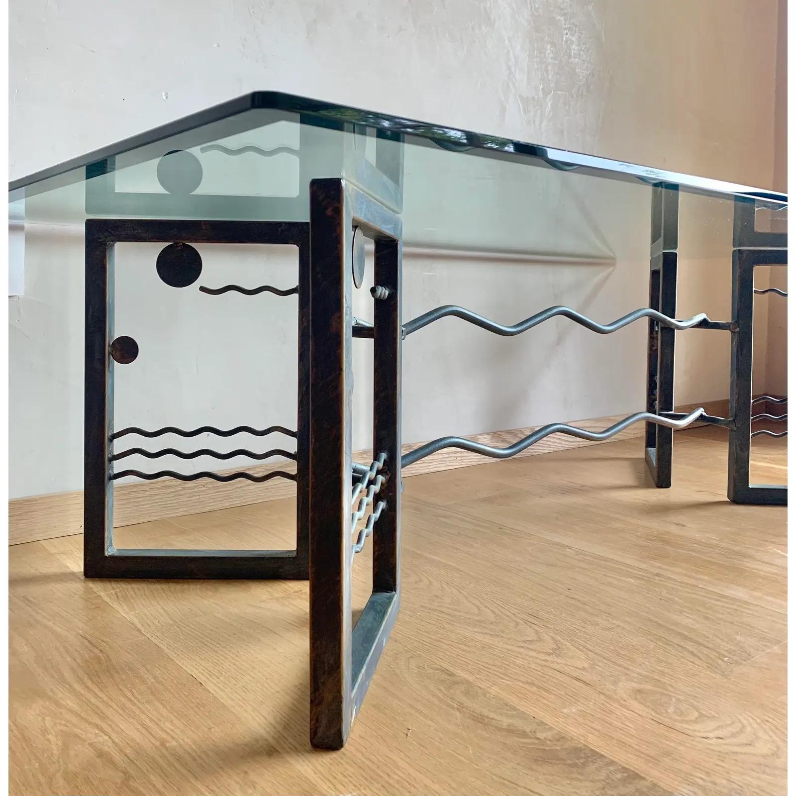 Table basse post-moderne en verre et système solaire, style Memphis, Studio Artist  en vente 2