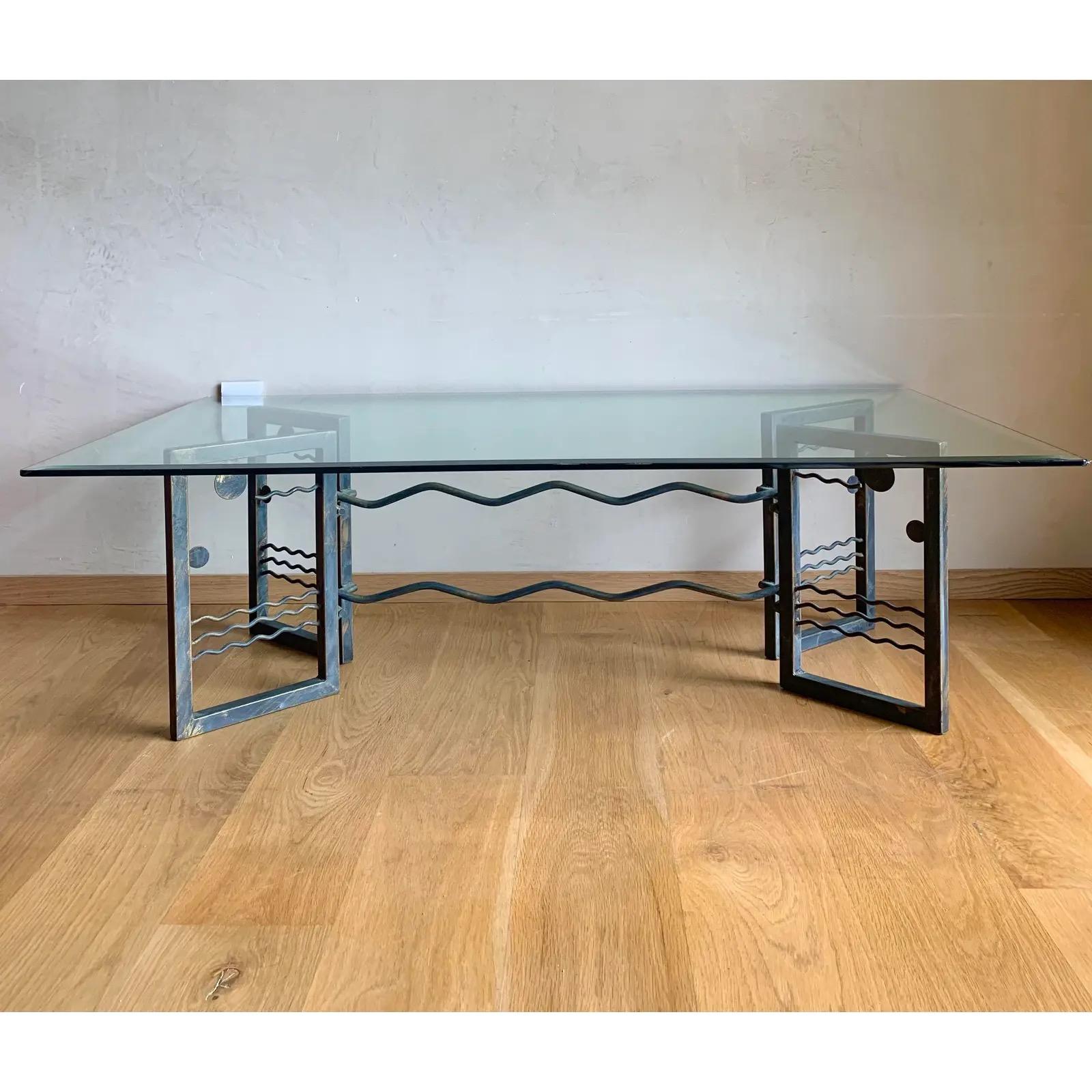 Table basse post-moderne en verre et système solaire, style Memphis, Studio Artist  en vente 3