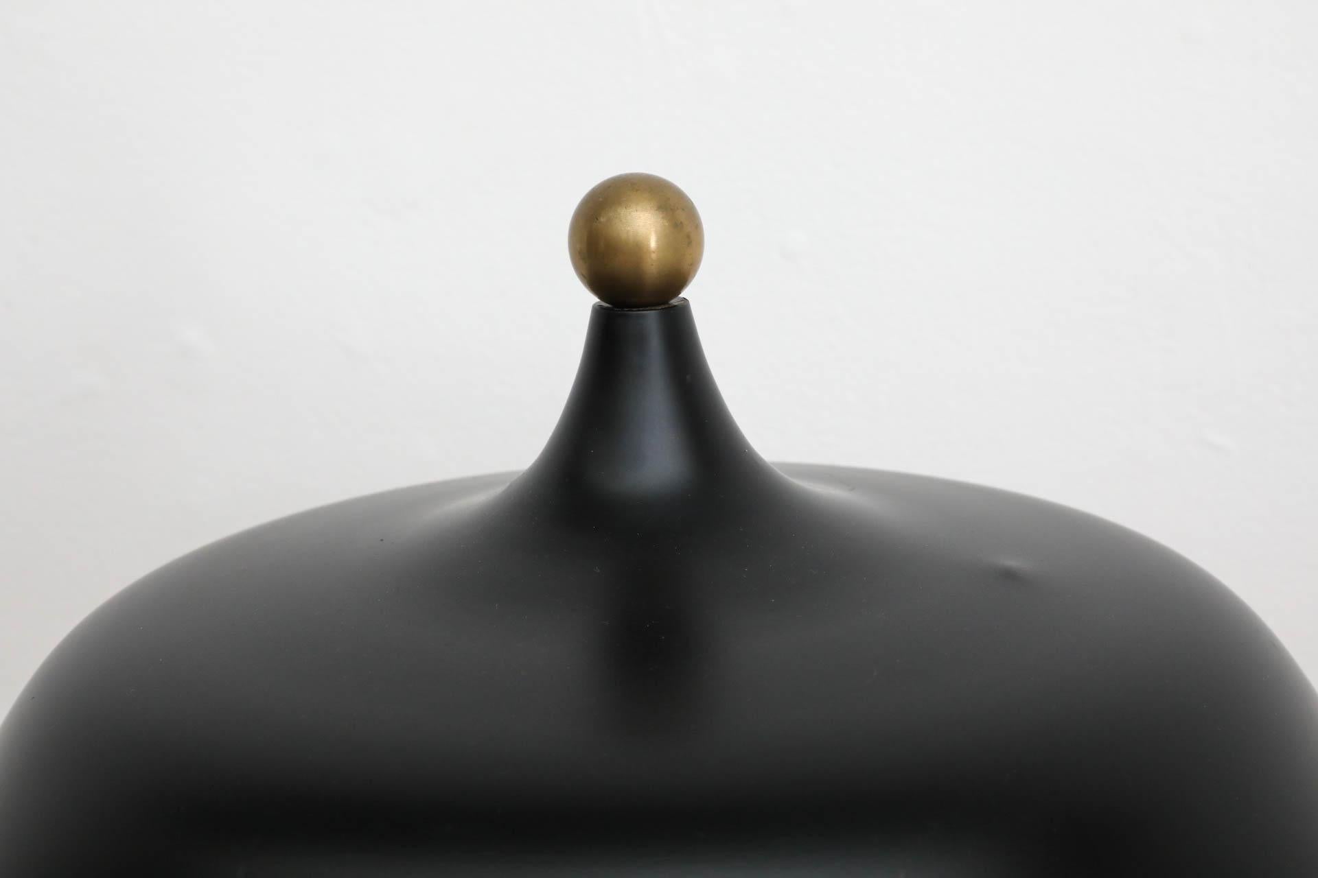 Late 20th Century Memphis Style Table Lamp with Cobalt Blue Orb and Brass Accents