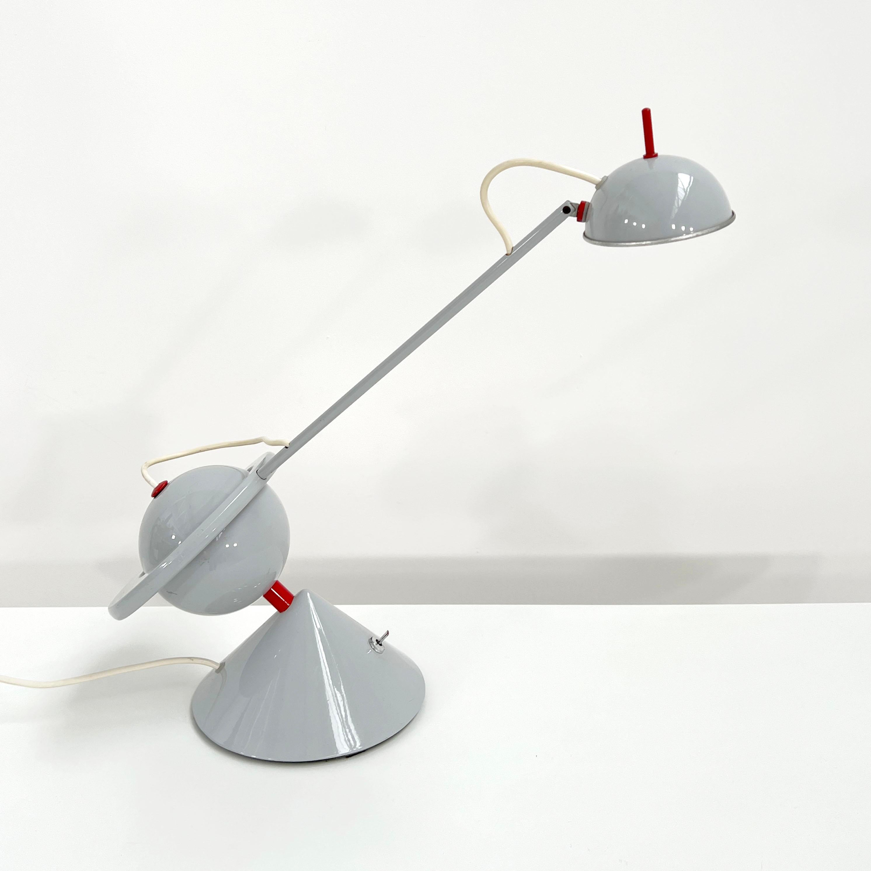 Design Period - Eigthies
Measurements - Width 23 cm x Depth 68 cm x Height 50 cm
Materials - Metal
Color - Grey, Red
Light wear consistent with age and use. 