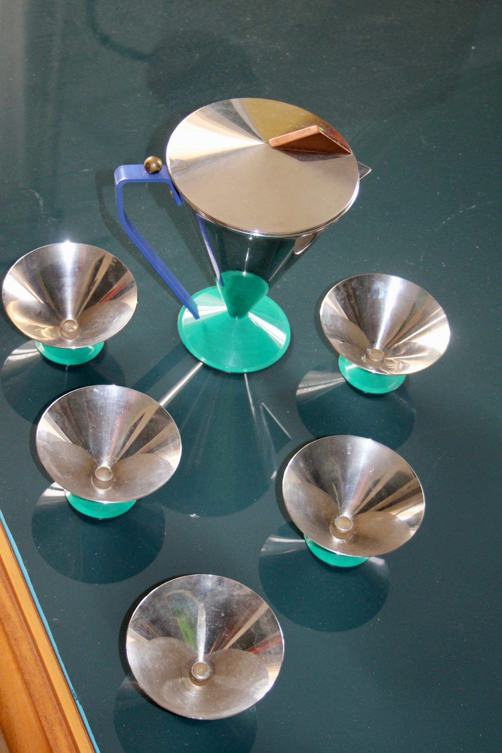Memphis style metal tea set