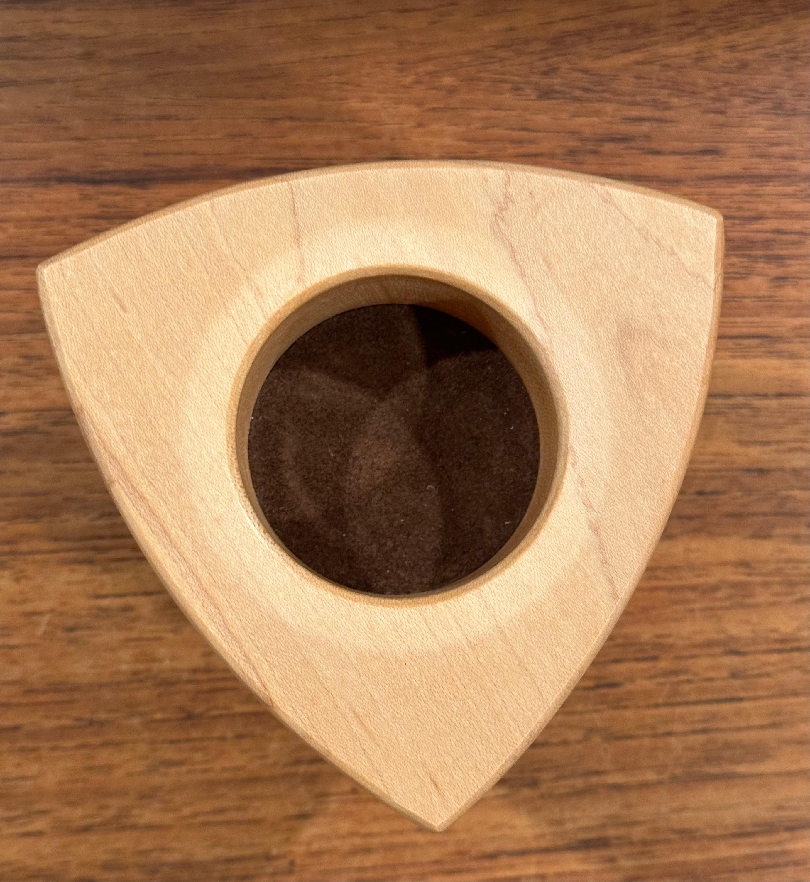 Memphis Style Triangular Mixed Wood Trinket Box by Russ Keil For Sale 6