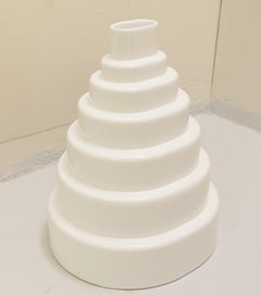 Memphis Style White Ceramic Vase, Italy