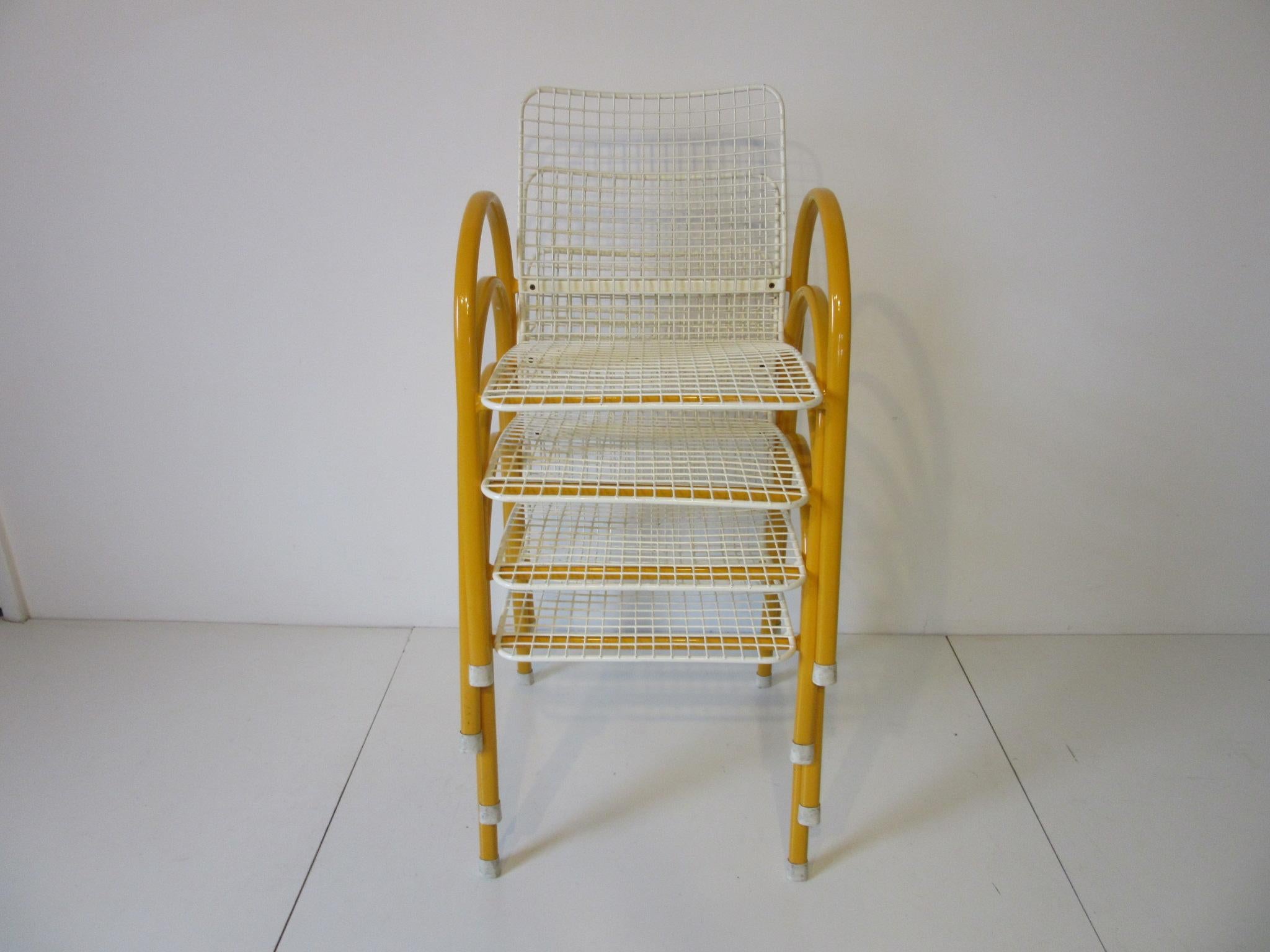 Memphis Styled Italian Stacking Wire Dining Chairs by EMU 1