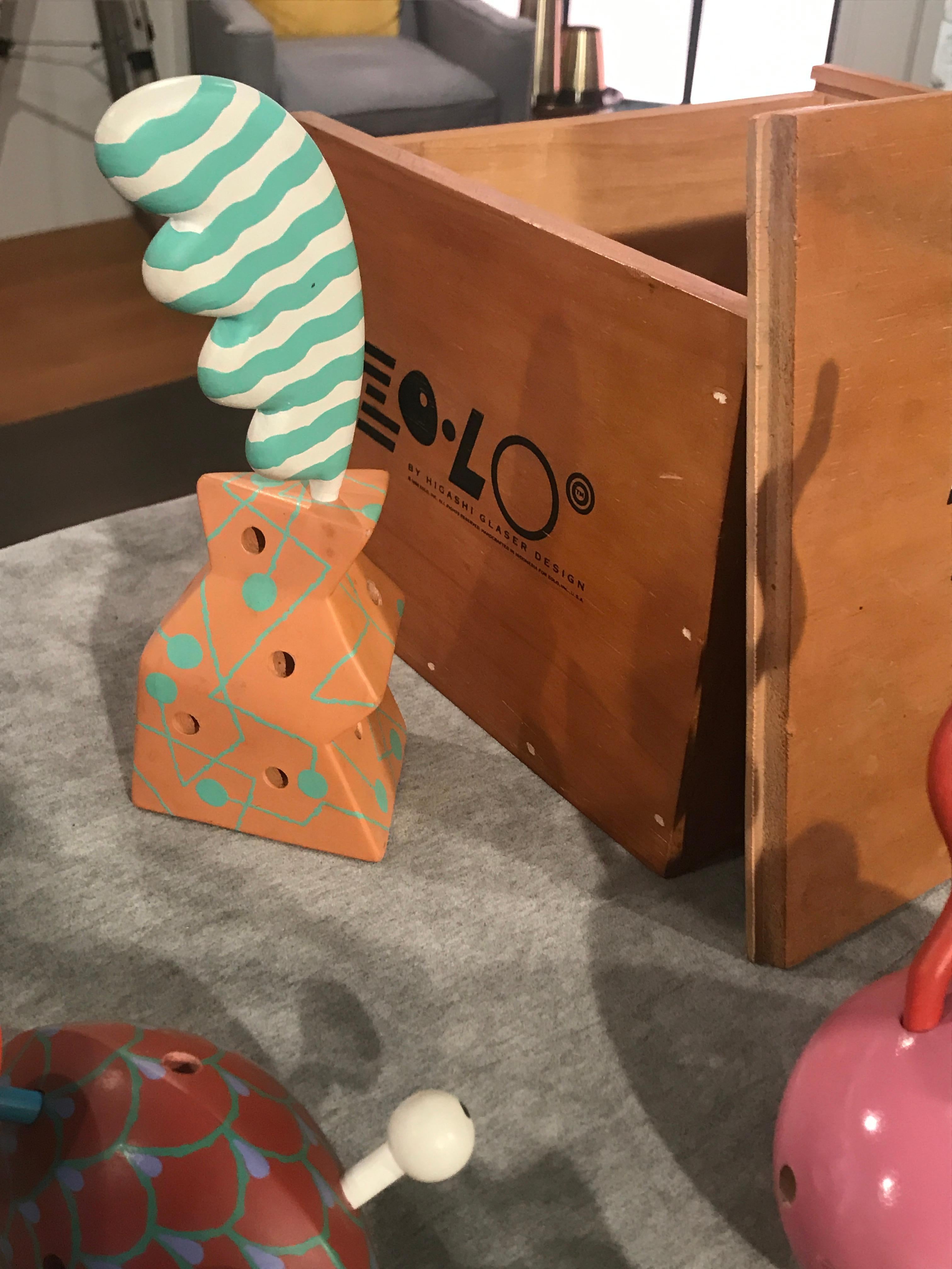 Carved Memphis ZoLO Wooden Toys designed by Byron Glaser and Sandra Higashi for Moma