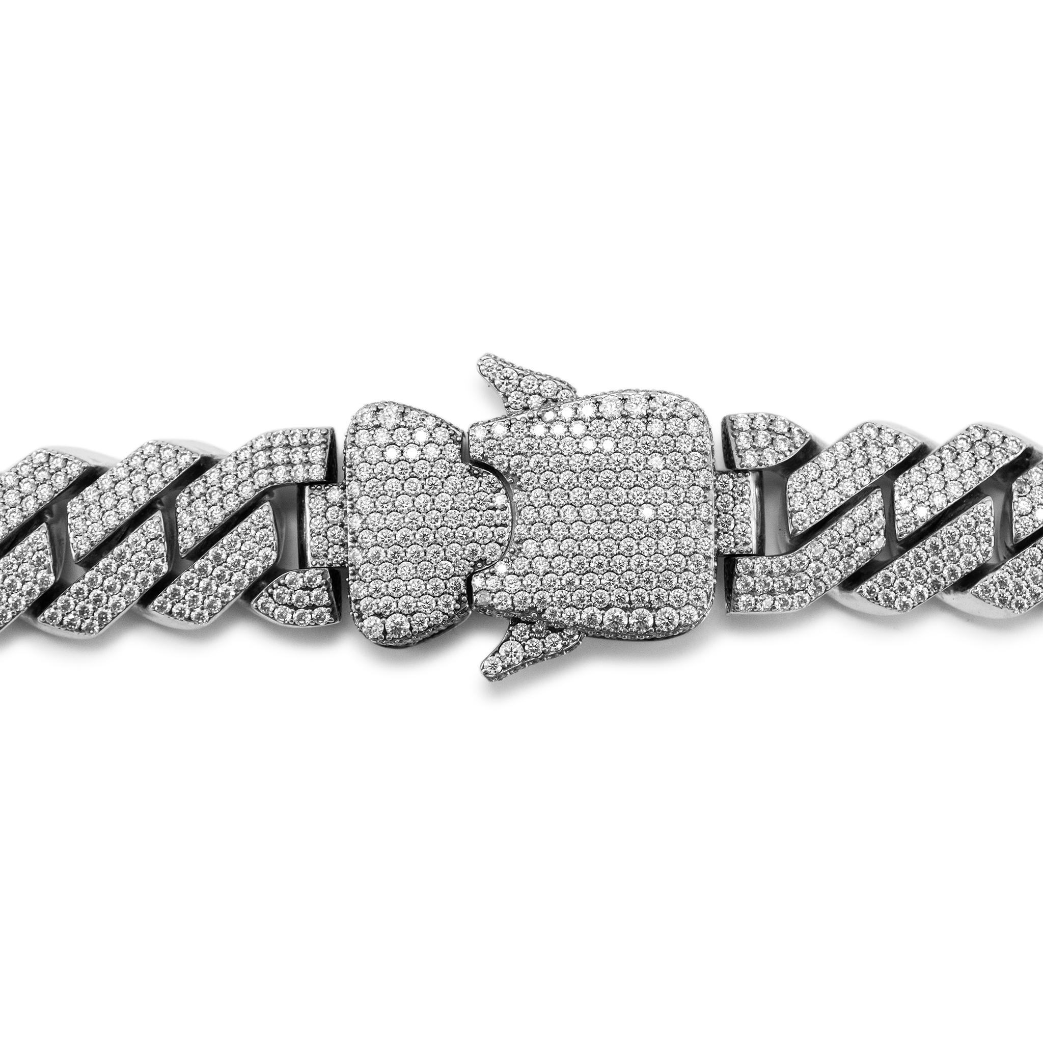 Men 925 Sterling Silver 28.95ct Moissanite Miami Cuban Chain Necklace In condizioni ottime in vendita a Houston, TX