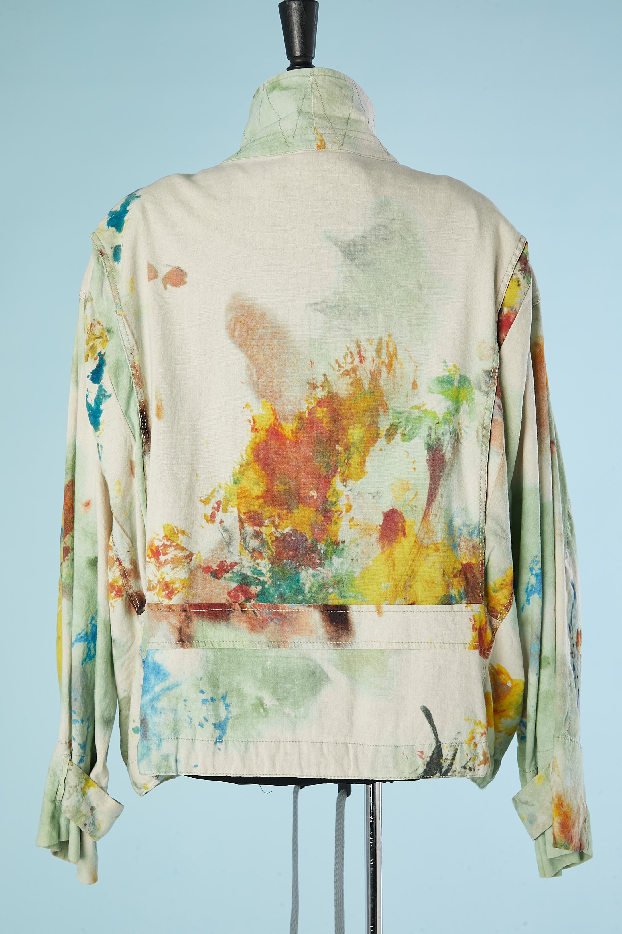 Men cotton & linen jacket with painting splatches print V Westwood Anglomania  For Sale 1