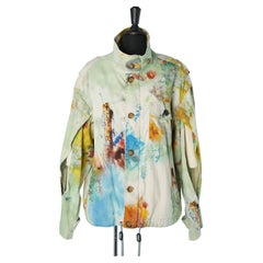 Vintage Men cotton & linen jacket with painting splatches print V Westwood Anglomania 