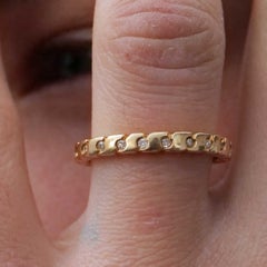 Men Eternity Ring S-shaped Design 22 Diamonds 0.25 ct TW VS-SI Yellow Gold 14 kt