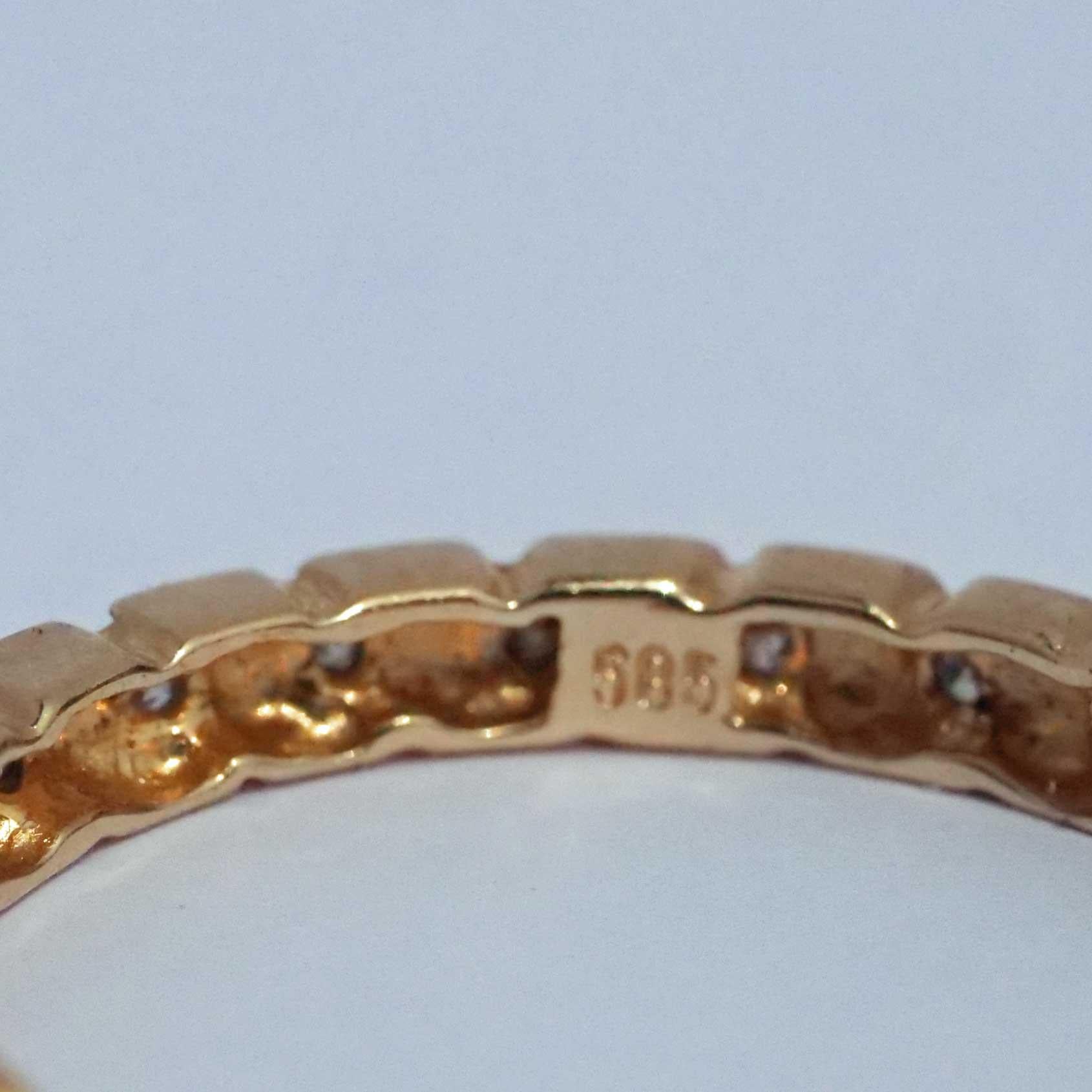 Men Eternity Ring S-shaped Design 22 Diamonds 0.25 ct TW VS-SI Yellow Gold 14 kt For Sale 1