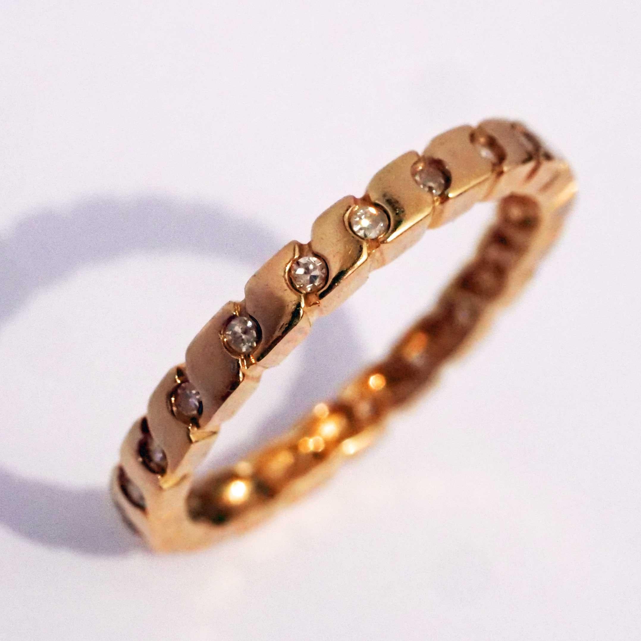 Men Eternity Ring S-shaped Design 22 Diamonds 0.25 ct TW VS-SI Yellow Gold 14 kt For Sale 2