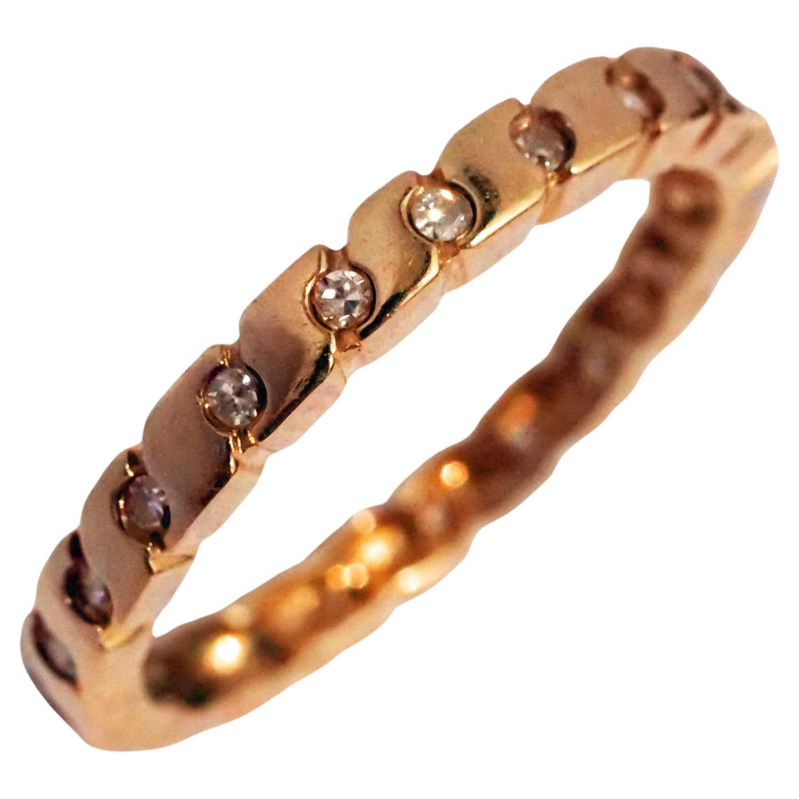 Men Eternity Ring S-shaped Design 22 Diamonds 0.25 ct TW VS-SI Yellow Gold 14 kt