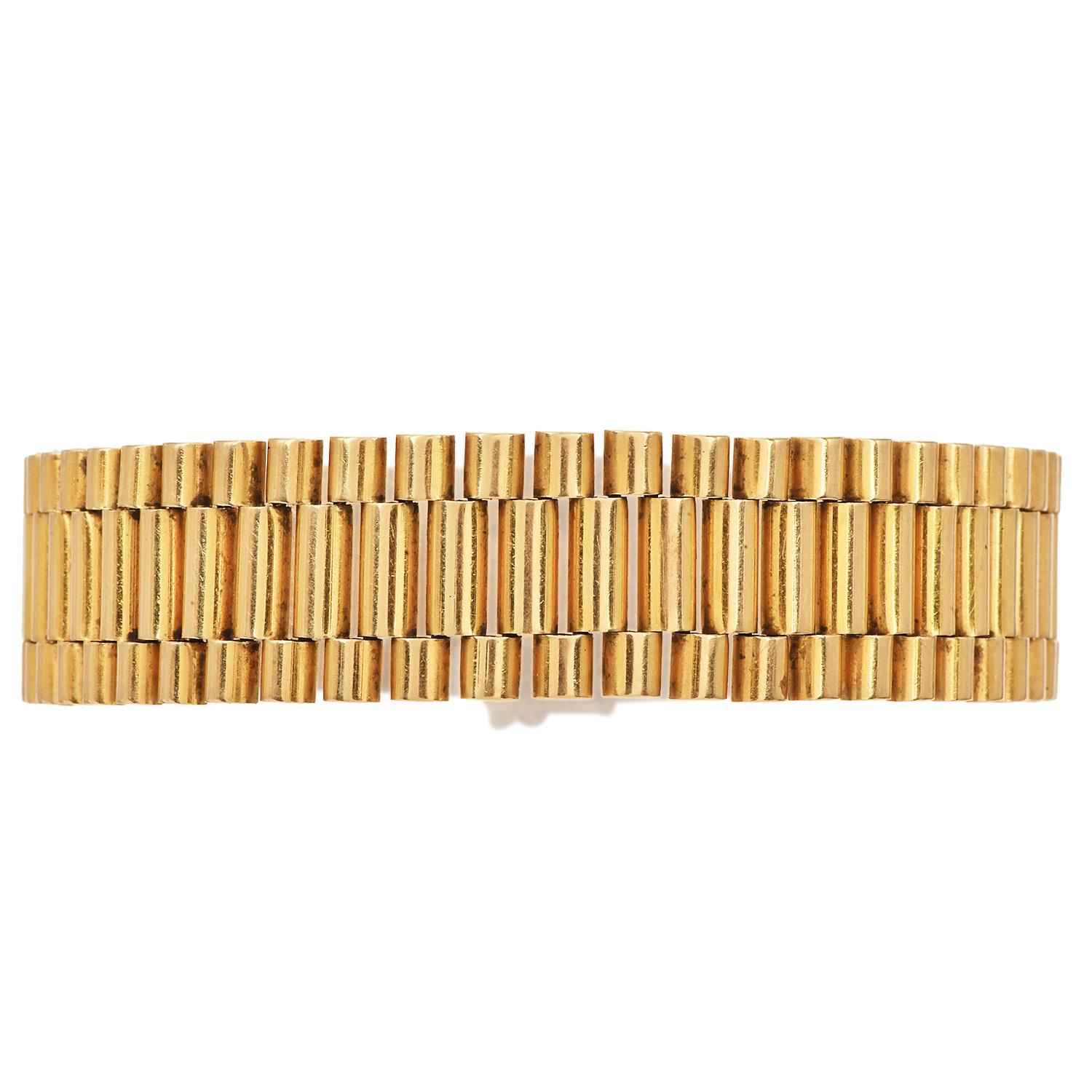 14K Yellow Gold – Insert Clasp with Double Security – With Appraisal

This elegant bracelet features a sophisticated braided mesh design, offering a perfect balance of substance, comfort, and refined craftsmanship. The intricate mesh weave creates a