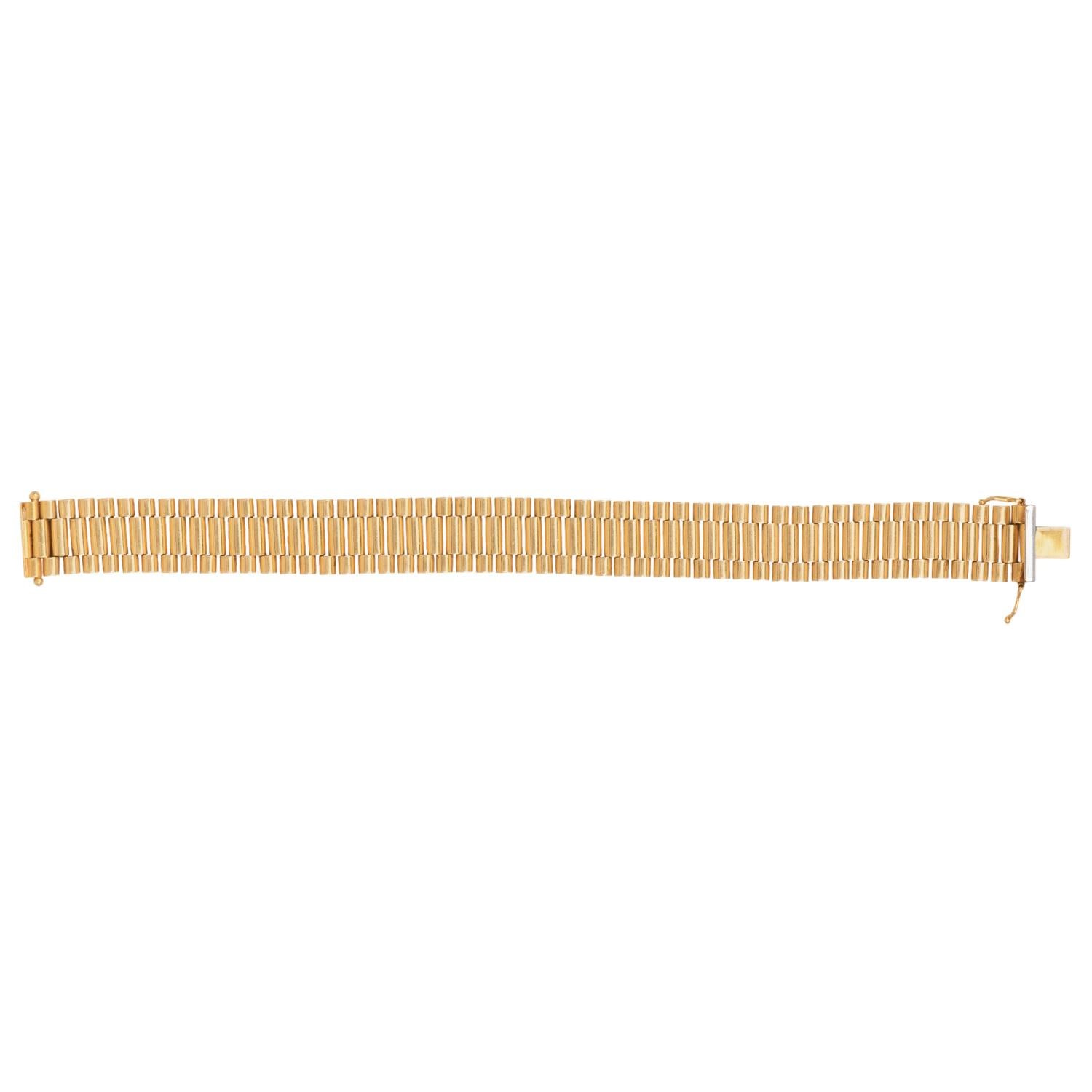 Men Fancy 14K  Wide Link Yellow Gold Bracelet For Sale 2