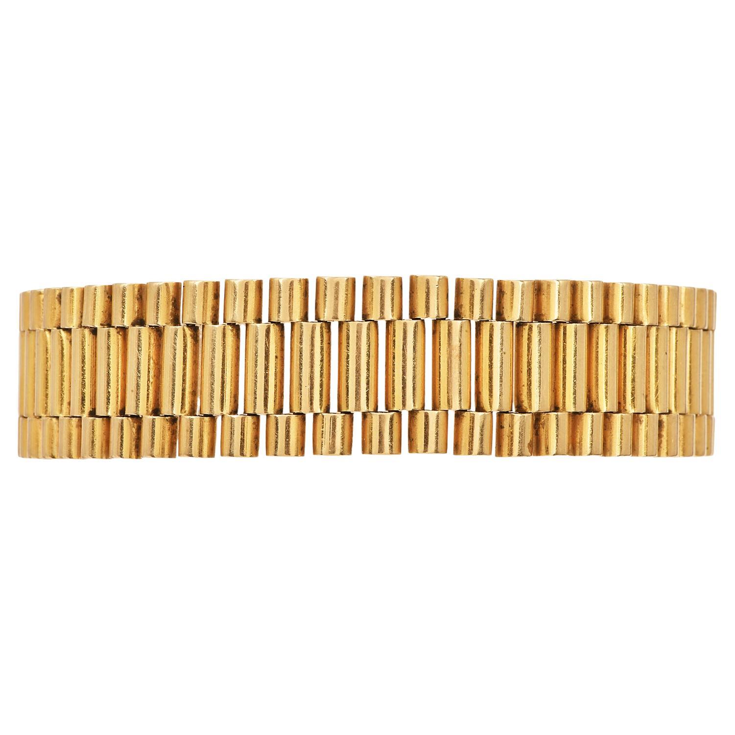Uomo fantasia 14K  Bracciale a maglie larghe in oro giallo